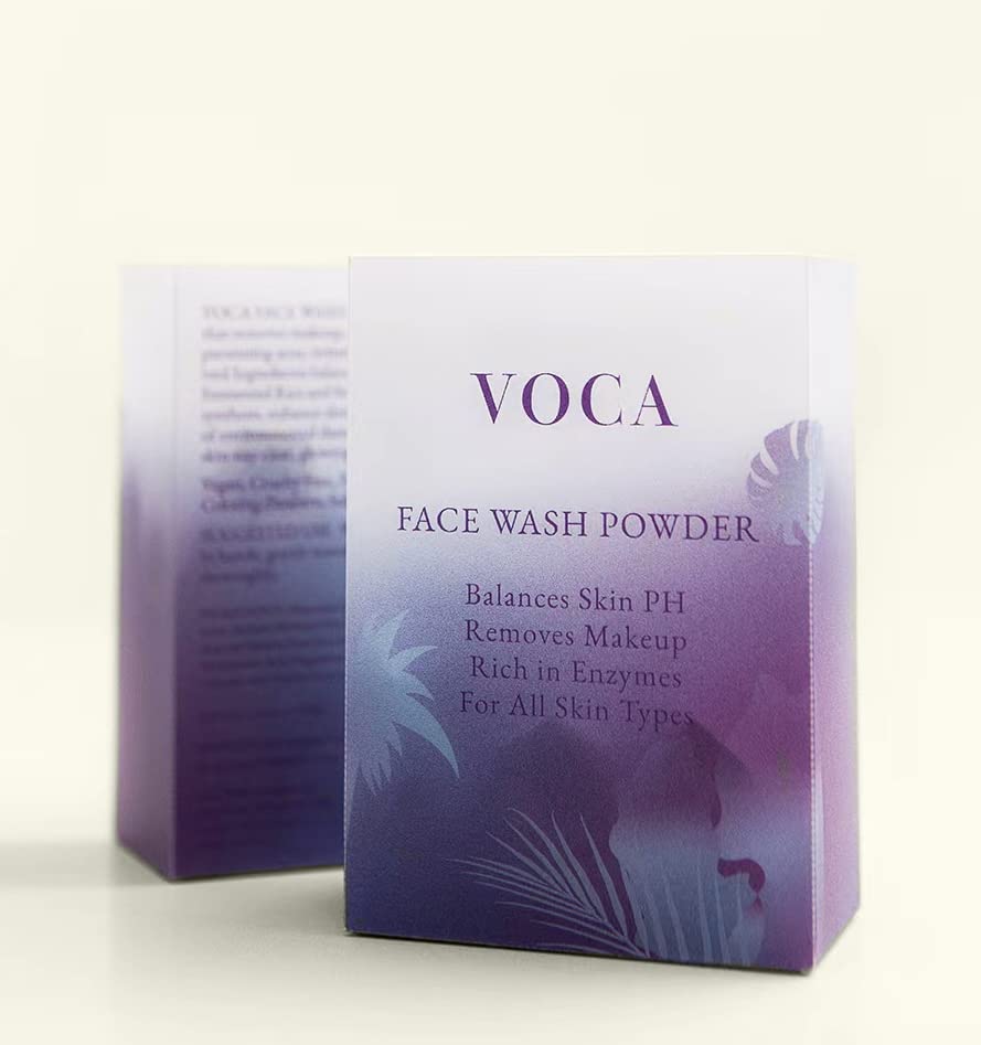 VOCA Enzyme Face Wash Powder - Gentle Exfoliating Cleanser for Makeup Removal, Sunscreen & Oil Control - Brightening Scrub for Acne, Blemish & Glowing Skin - Travel Size Facial Exfoliator (32 Capsules) - Perfect for Daily Skincare Routine & On-the-Go Travel