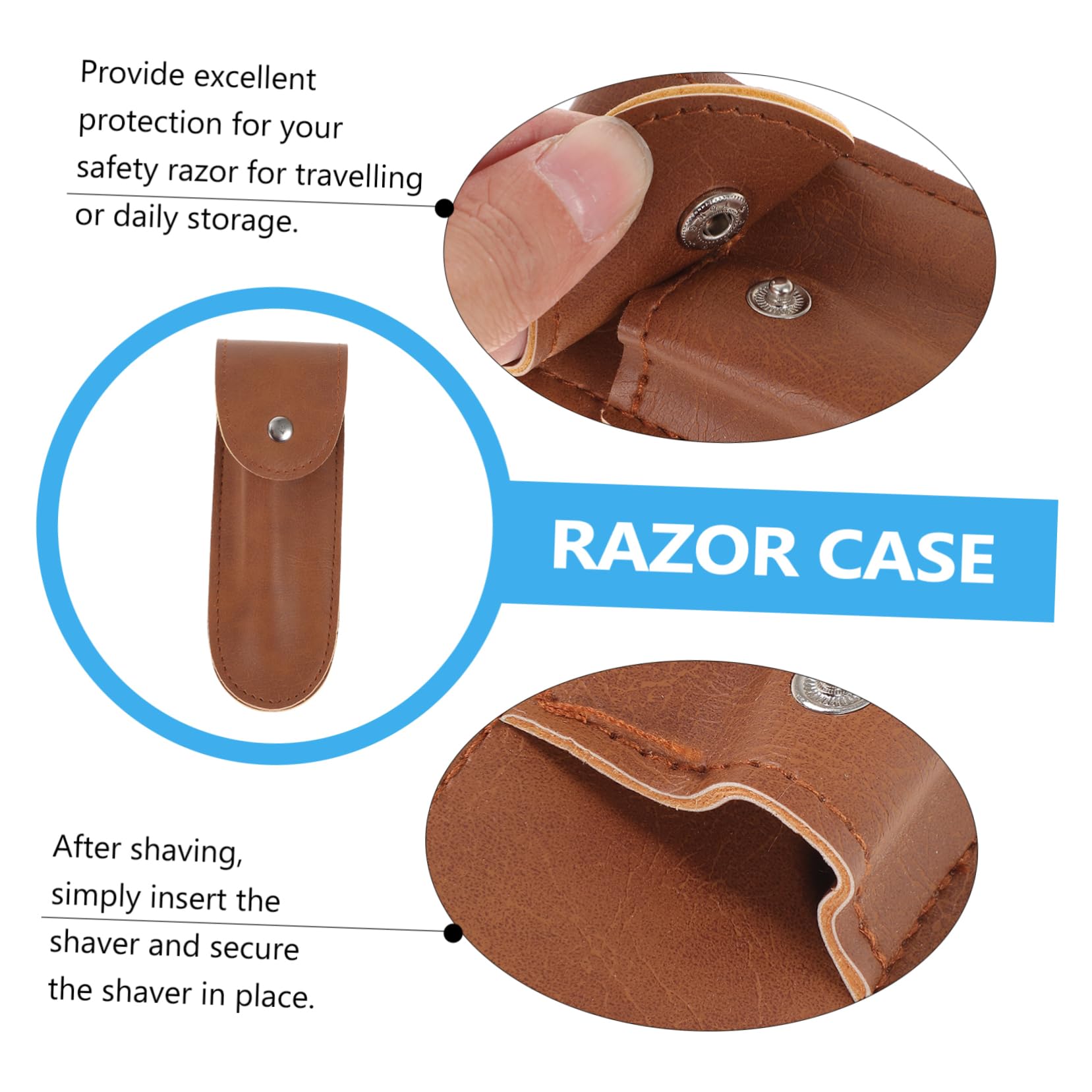 Healifty PU Leather Razor Protective Case - Compact Travel Shaver Bag for Men & Women, Anti-Scratch & Pressure-Resistant Cover for Electric Razors - Perfect for Travel, Gym, and Daily Storage
