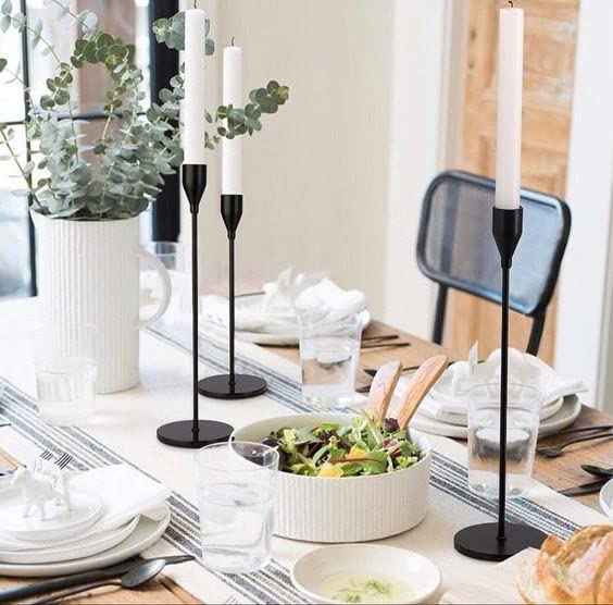 Lobolighting Black Candlestick Holders Set of 6 - Modern Farmhouse Taper Candle Holders for Fireplace, Mantel, Table Centerpiece Decor - Perfect for Weddings, Holidays & Home Decor