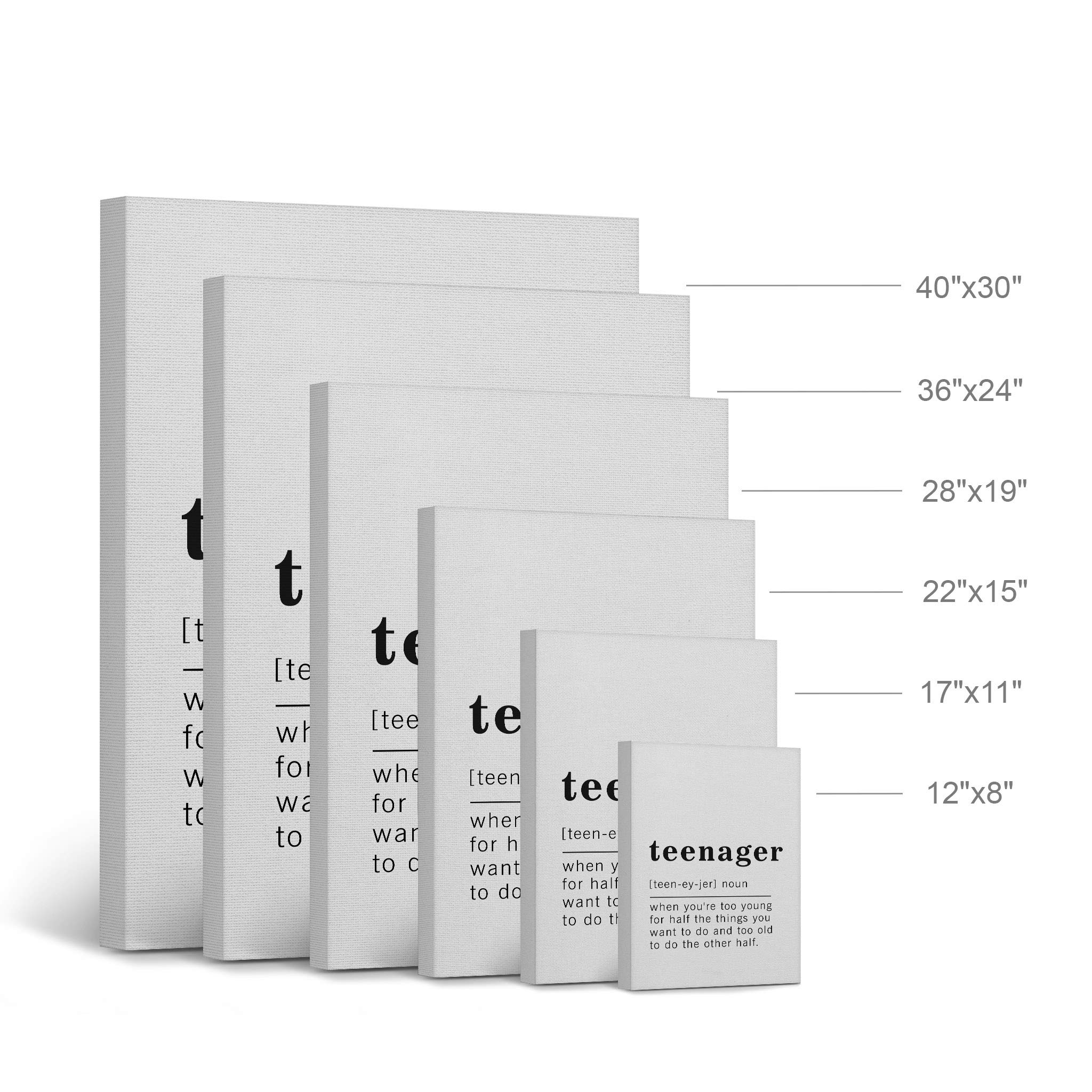 Funny Teenager Definition Dictionary Canvas Print - Inspirational Quote Wall Art for Office, Living Room, Bedroom & Bathroom - Ready to Hang Home Decor (40x30 inches, Made in USA) - Perfect Gift for Teens & College Dorm Decor