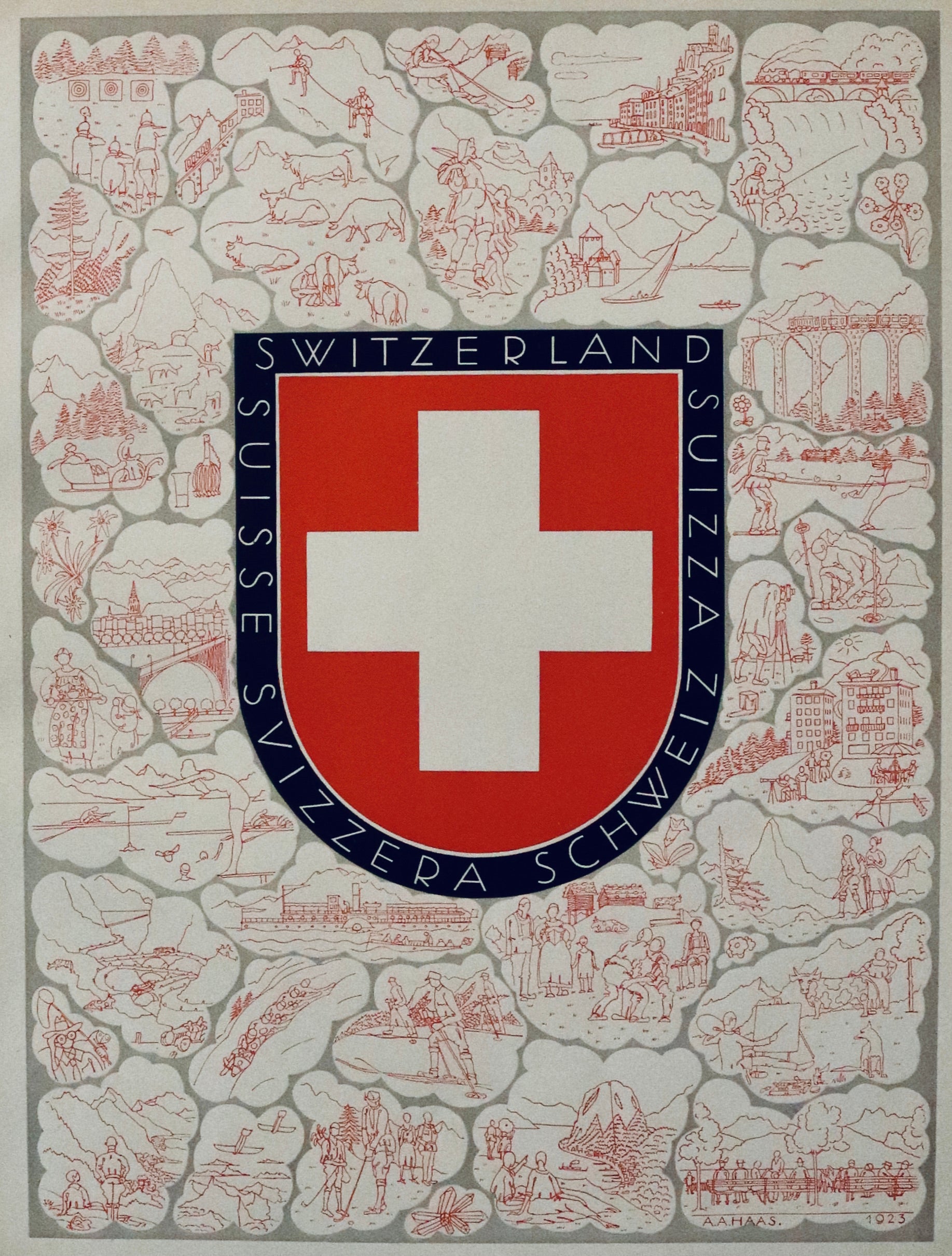 1923 Austrian Art Deco Poster - Vintage Switzerland Travel Ad (Suisse, Suizza, Schweiz, Svizzera) - Perfect for Home Decor & Art Collectors