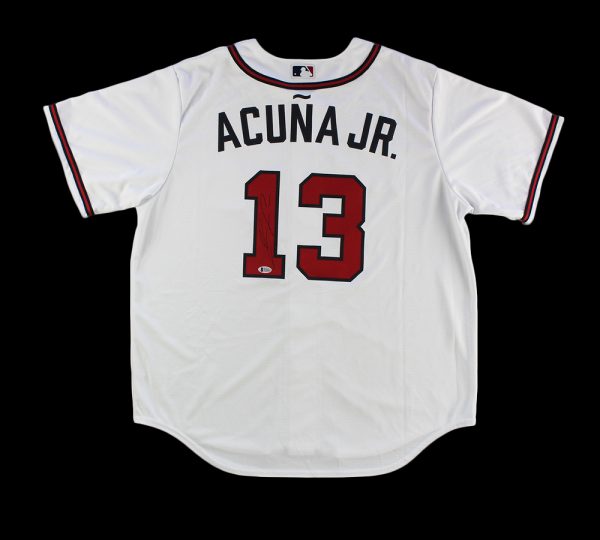 Authentic Ronald Acuna Jr. Autographed Atlanta Braves Nike White MLB Jersey - Official Player Signed Baseball Jersey for Collectors & Fans - Perfect for Game Day, Memorabilia Displays & Braves Merchandise Collections