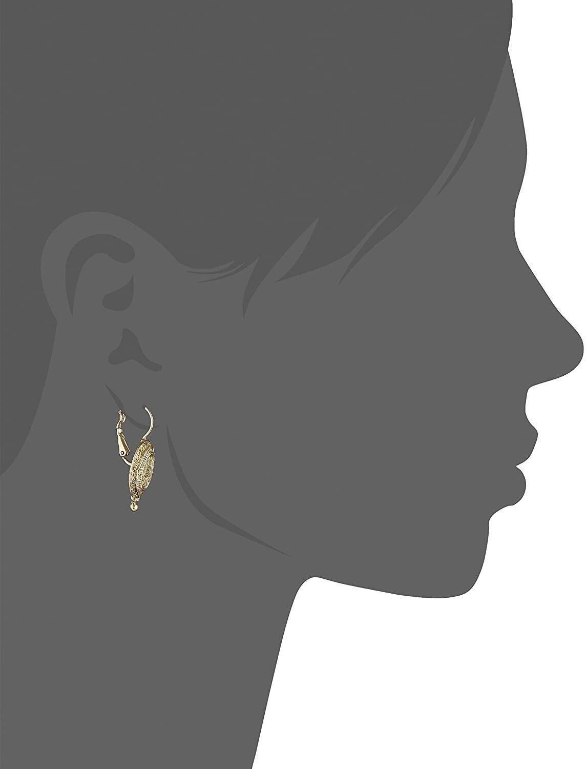 1928 Jewelry Baroque Insignia Oval Drop Earrings - Vintage Style Dangle Earrings for Women - Perfect for Weddings, Parties & Special Occasions