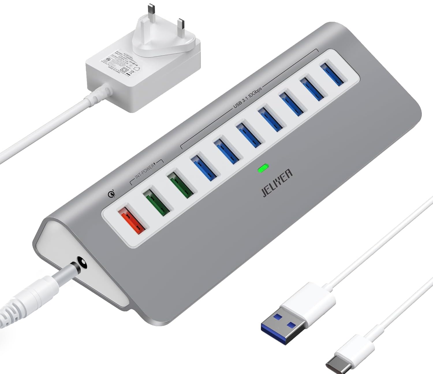 10-Port USB C Hub 10Gbps with Fast Charging - for Laptop, PC, Gaming Setup