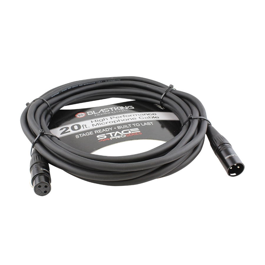 Blastking XLR Male to XLR Female 20ft Microphone Cable - Professional Audio Cable for Studio Recording, Live Performances & Podcasting - SP20XLR
