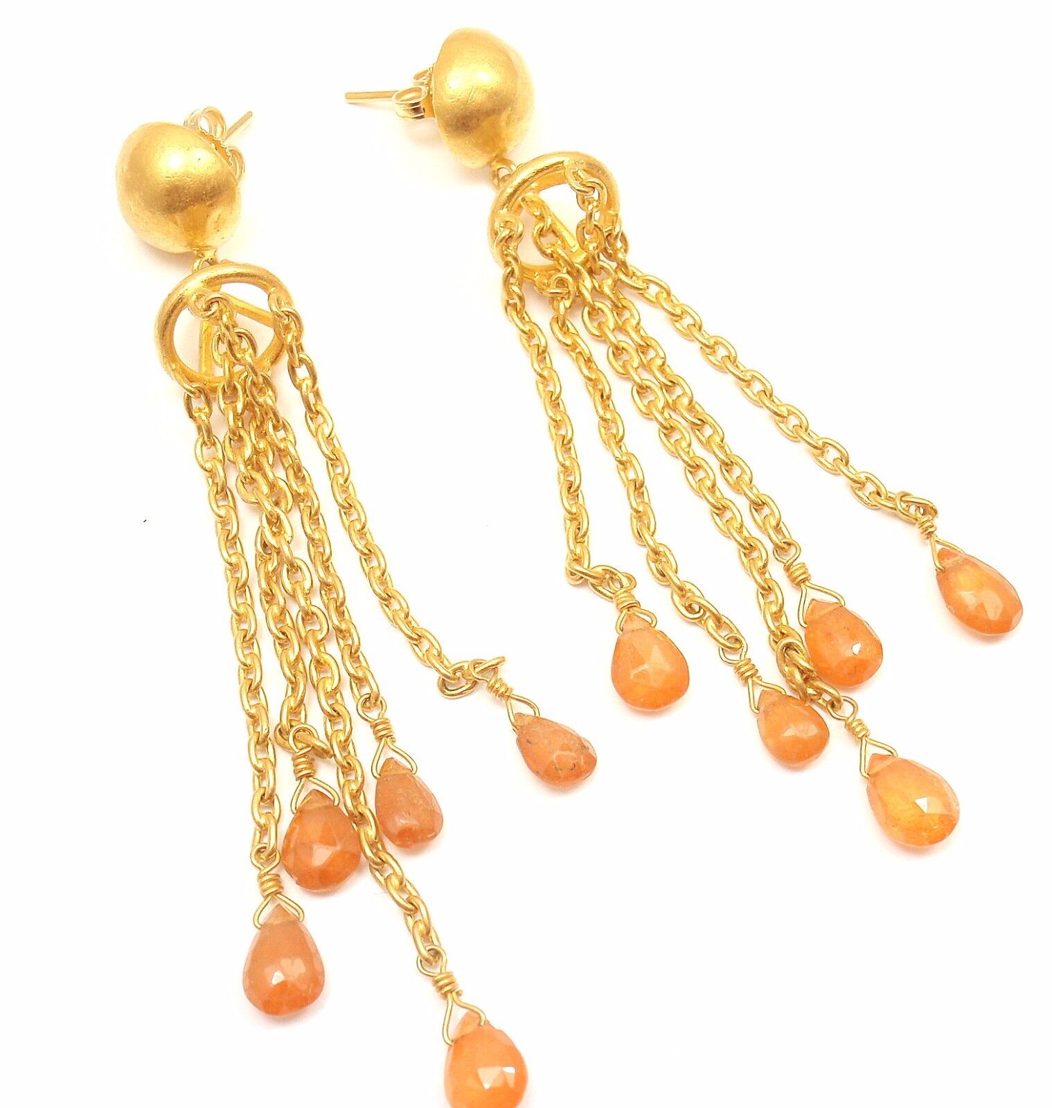 Authentic Yossi Harari 24k Yellow Gold Citrine Gemstone Drop Earrings for Women | Elegant Dangle Earrings for Parties, Weddings & Special Occasions