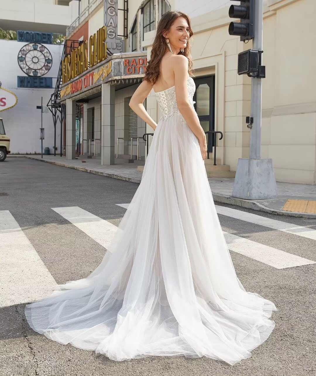 Strapless Tulle Appliques Ball Gown Wedding Dress for Bride - Elegant Long Formal Bridal Gown for Women | Perfect for Church Ceremony, Beach Wedding & Evening Reception
