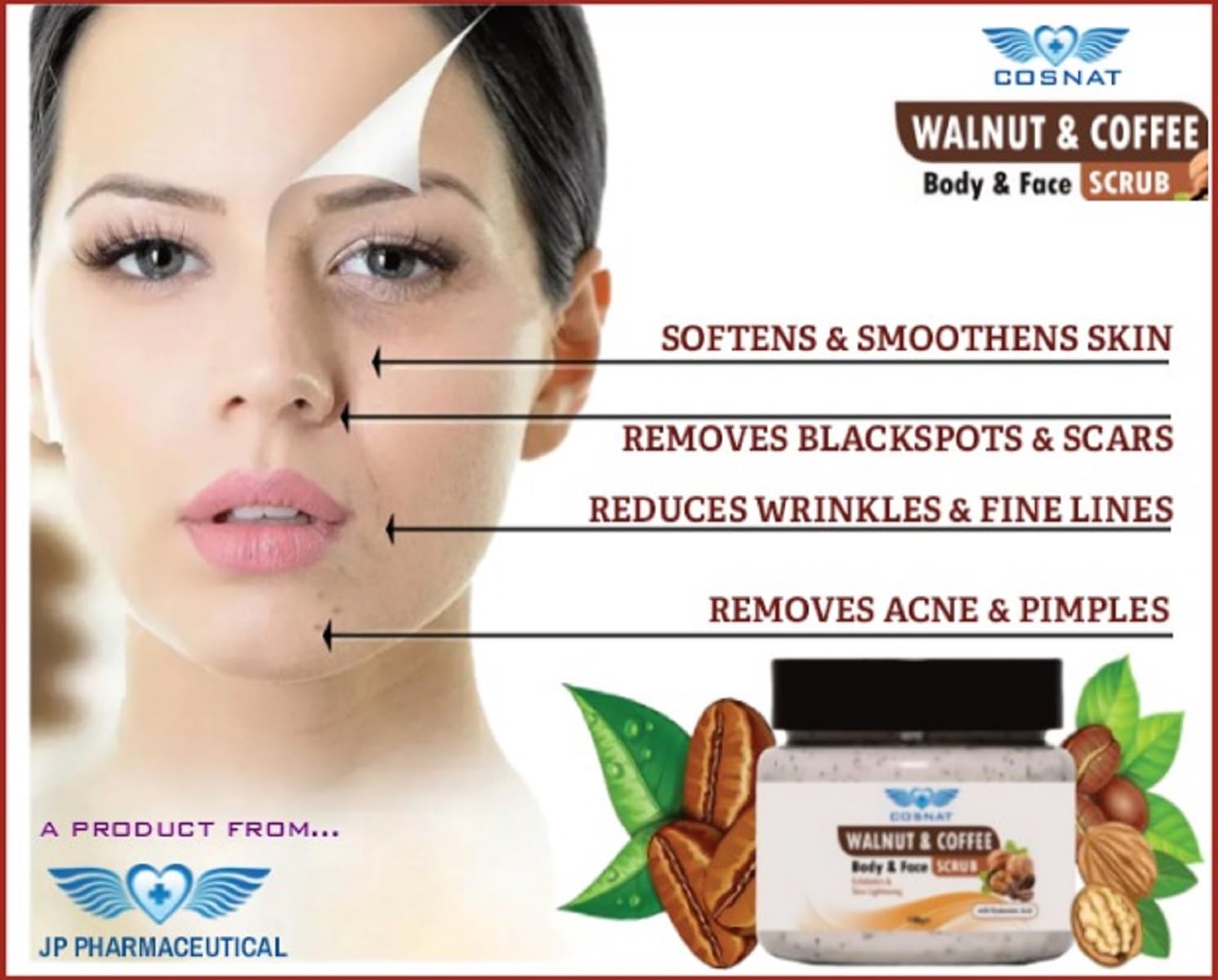 Natural Walnut & Coffee Body and Face Scrub - Exfoliating Scrub for Blackhead Removal, Oil Control & Deep Cleansing - 100g for Men & Women - Perfect for Spa Day & At-Home Skincare Routine