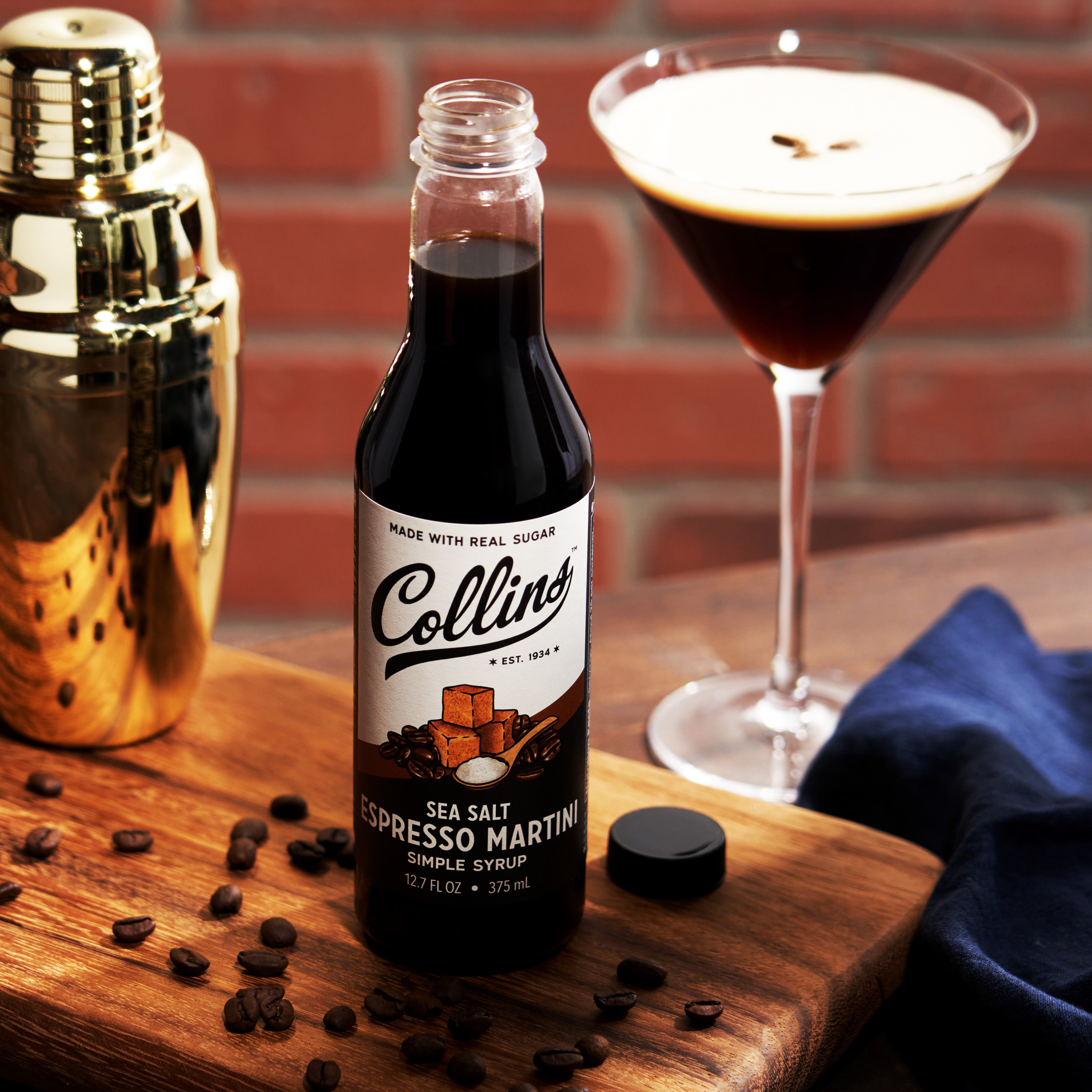 Premium Sea Salt Espresso Martini Syrup - 12.7 oz (375ml) Cocktail Mixer for Home Bars, Coffee Shops & Parties - Rich Coffee Flavor with Subtle Saltiness
