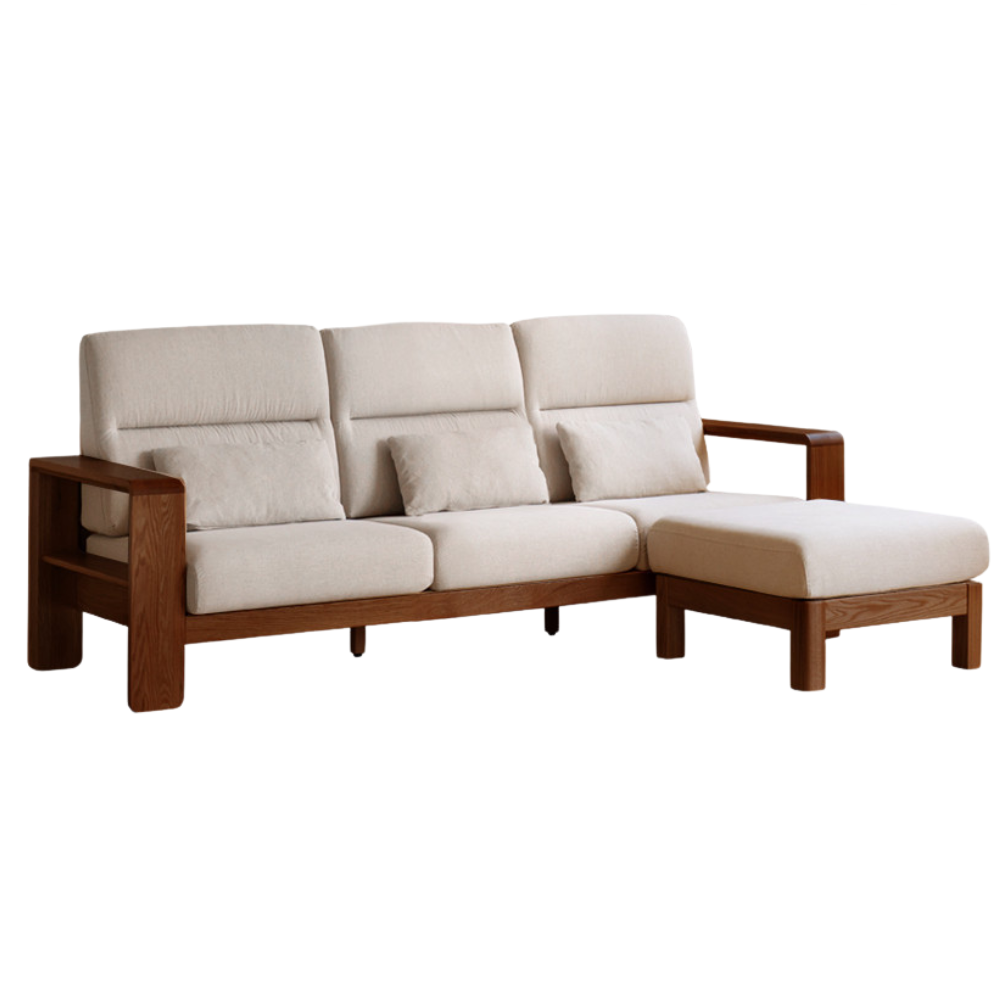 Oak Solid Wood High Back Fabric Corner Sofa - Modern L-Shaped Sectional Couch for Living Room, Lounge & Family Room Comfort