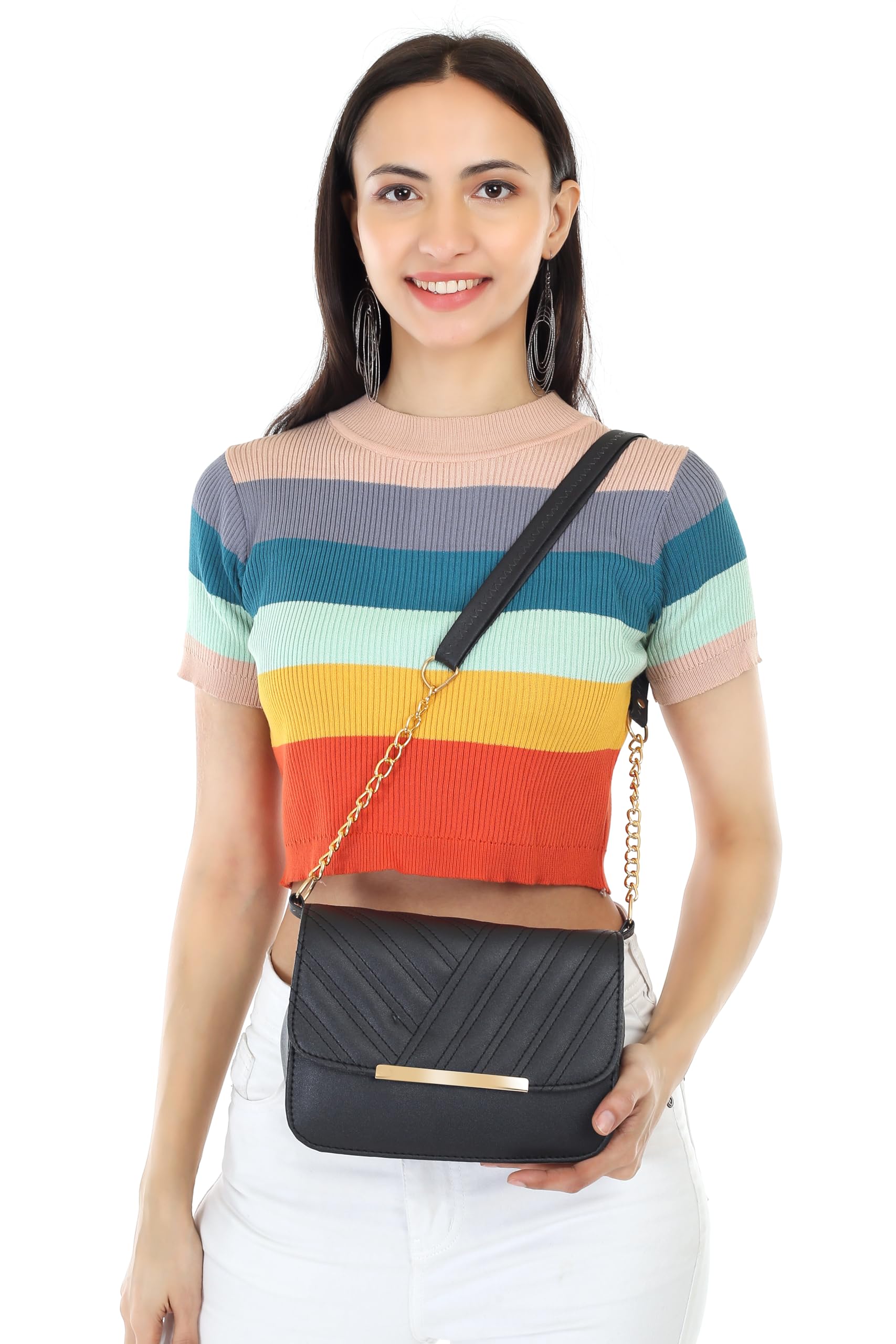 Elegant Women's Party Crossbody Sling Bag with Gold Chain - Perfect for Evening Events, Weddings & Night Out Accessories