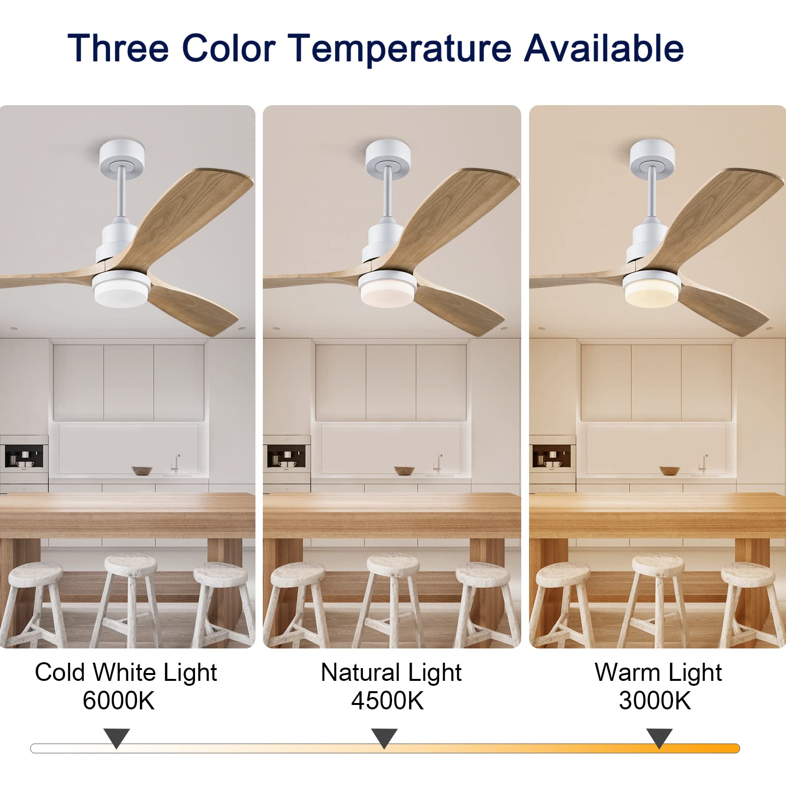 52 Inch Ceiling Fan with Light and Remote Control - Indoor/Outdoor Smart Ceiling Fan for Patio, Living Room, Bedroom, Office - Perfect for Summer Houses and Outdoor Spaces