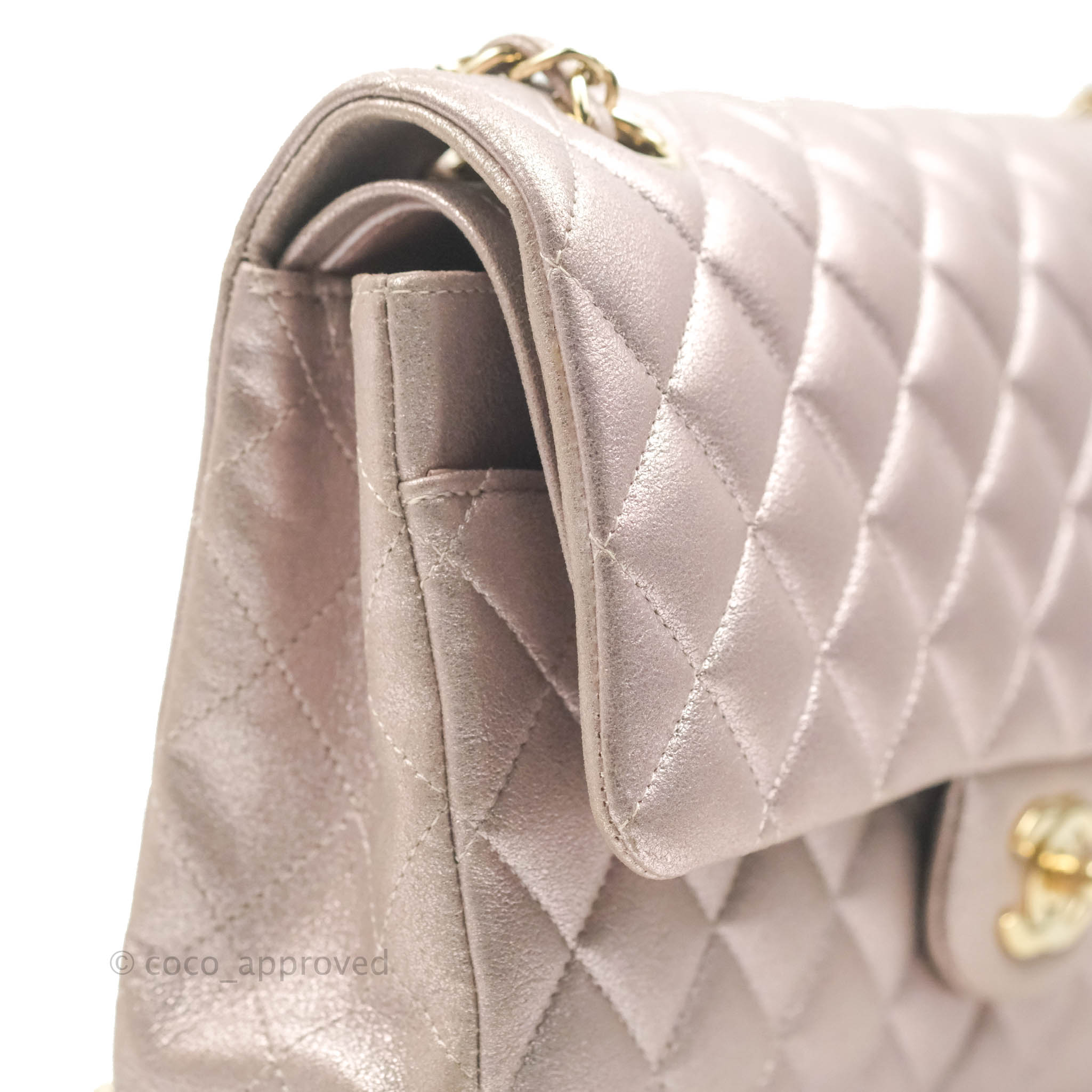 Chanel Classic M/L Medium Double Flap Bag in Rose Gold Pink Lambskin with Gold Hardware - Luxury Handbag for Women, Perfect for Parties, Weddings & Special Occasions
