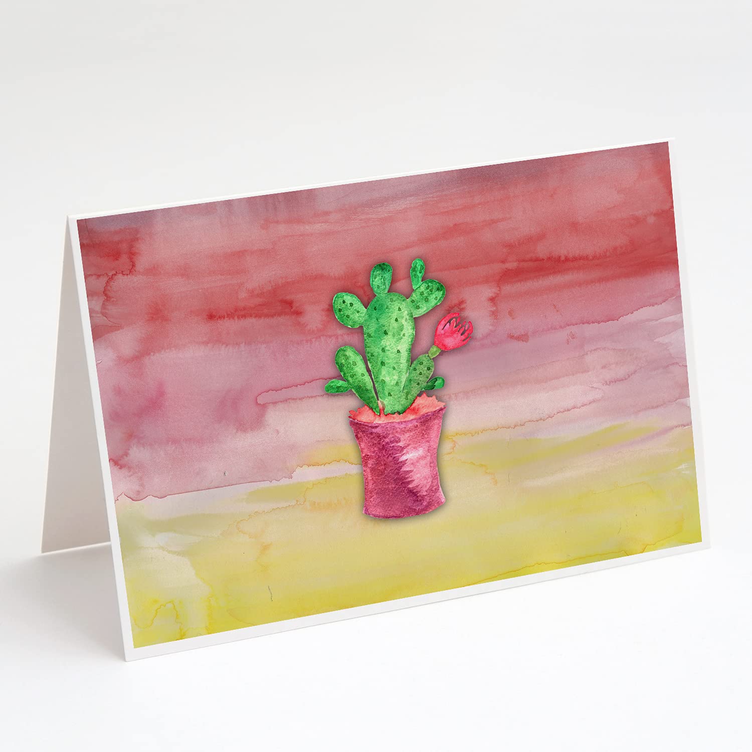Flowering Cactus Watercolor Greeting Cards - Pack of 8 Blank A7 Note Cards with Envelopes (5x7 Inches) | Whimsical Handmade Stationery for Birthdays, Thank You Notes & Special Occasions