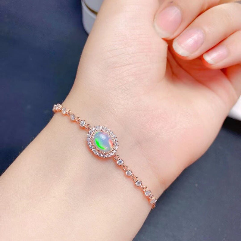 18K Platinum Rose Gold Opal Charm Libra Zodiac Bracelet for Women - Elegant Birthstone Jewelry Gift for Birthday, Anniversary & Special Occasions | Perfect for Daily Wear, Parties & Gifts