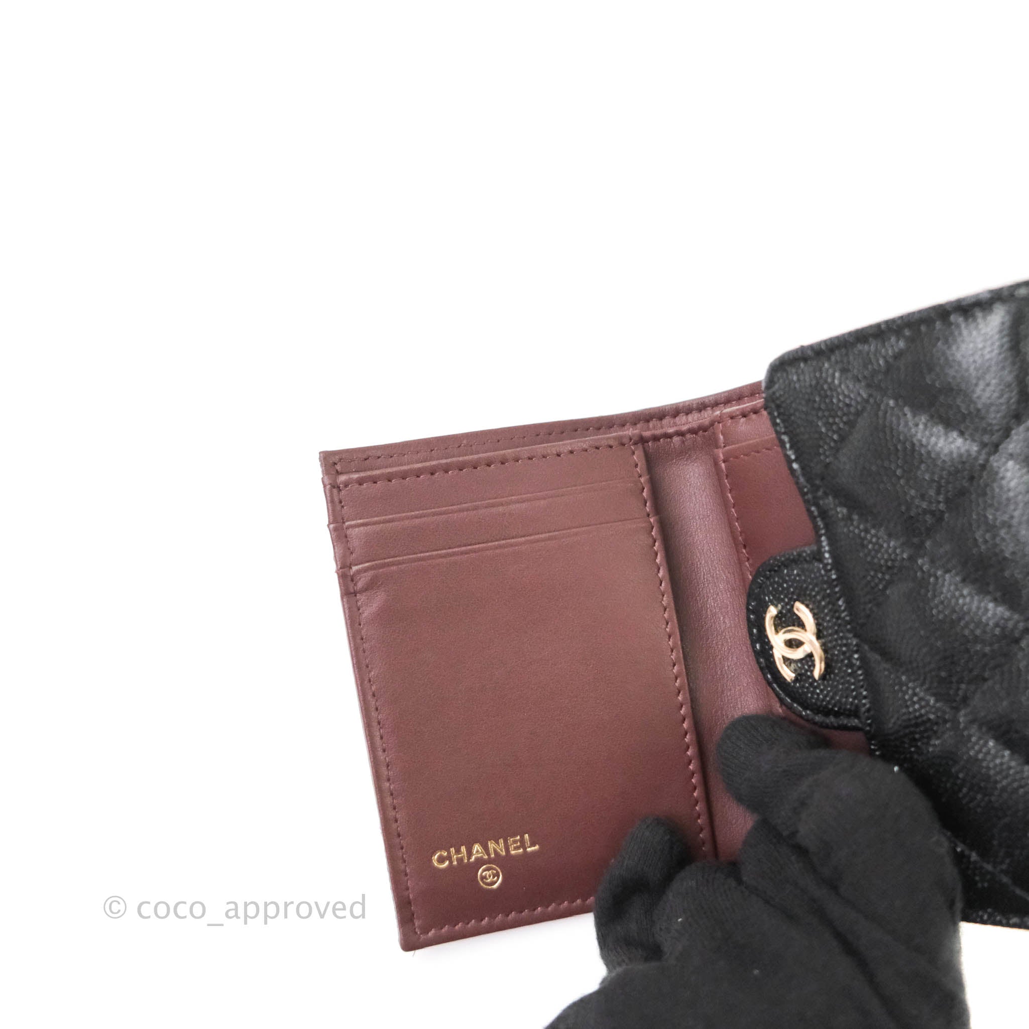Chanel Classic Flap Small Wallet in Black Caviar Leather with Gold Hardware - Luxury Women's Accessory for Everyday Use & Special Occasions