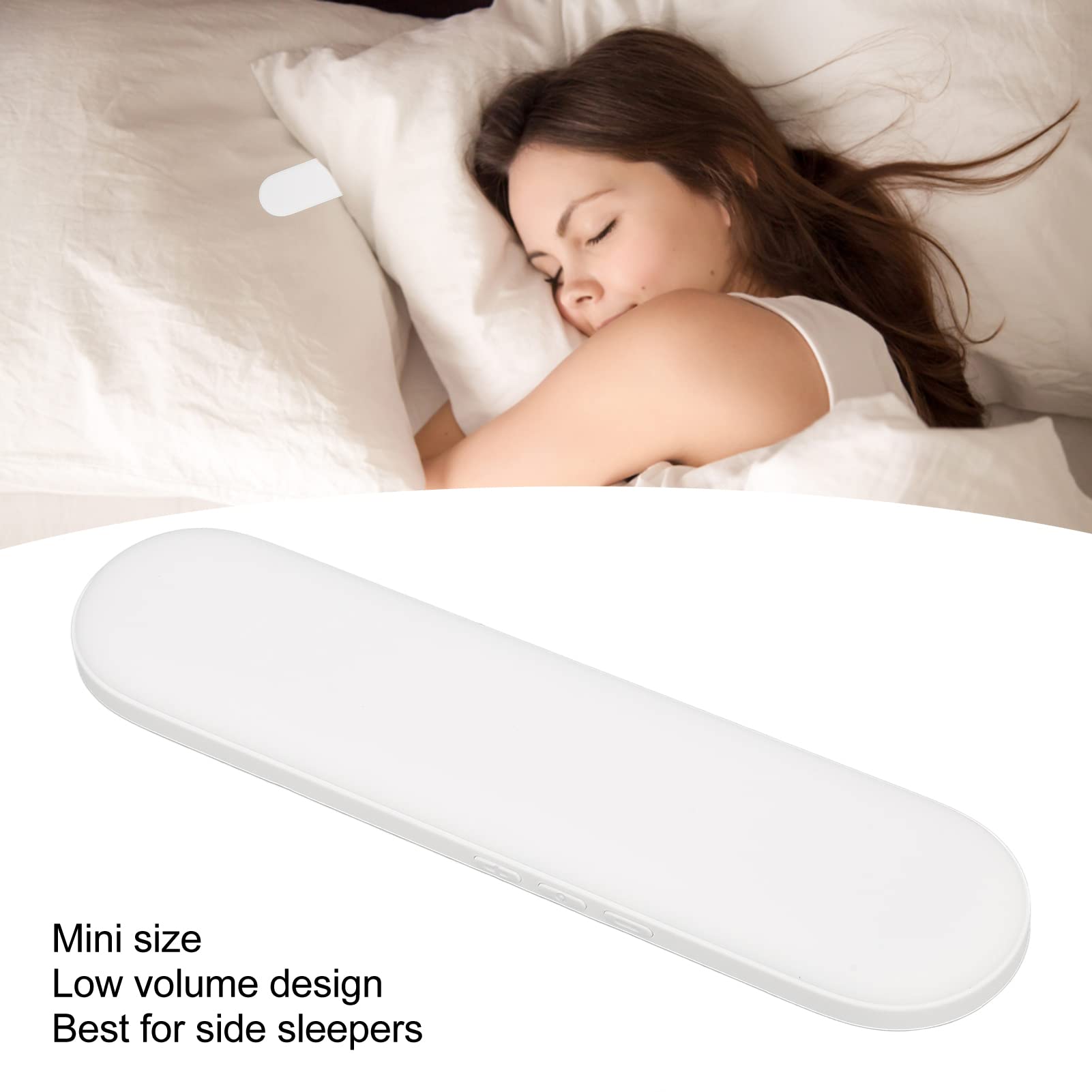 **Waterproof Mini Bone Conduction Pillow Speaker with Stereo Bass - 20H Playback, Timer & White Noise for Deep Sleep - Perfect for Insomnia Relief & Relaxation (White)**