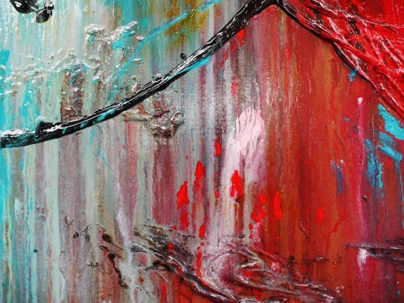 160cm x 100cm Teal Red Abstract Canvas Painting - Modern Wall Art for Living Room, Bedroom & Office Decor | Cobalt Dash Collection