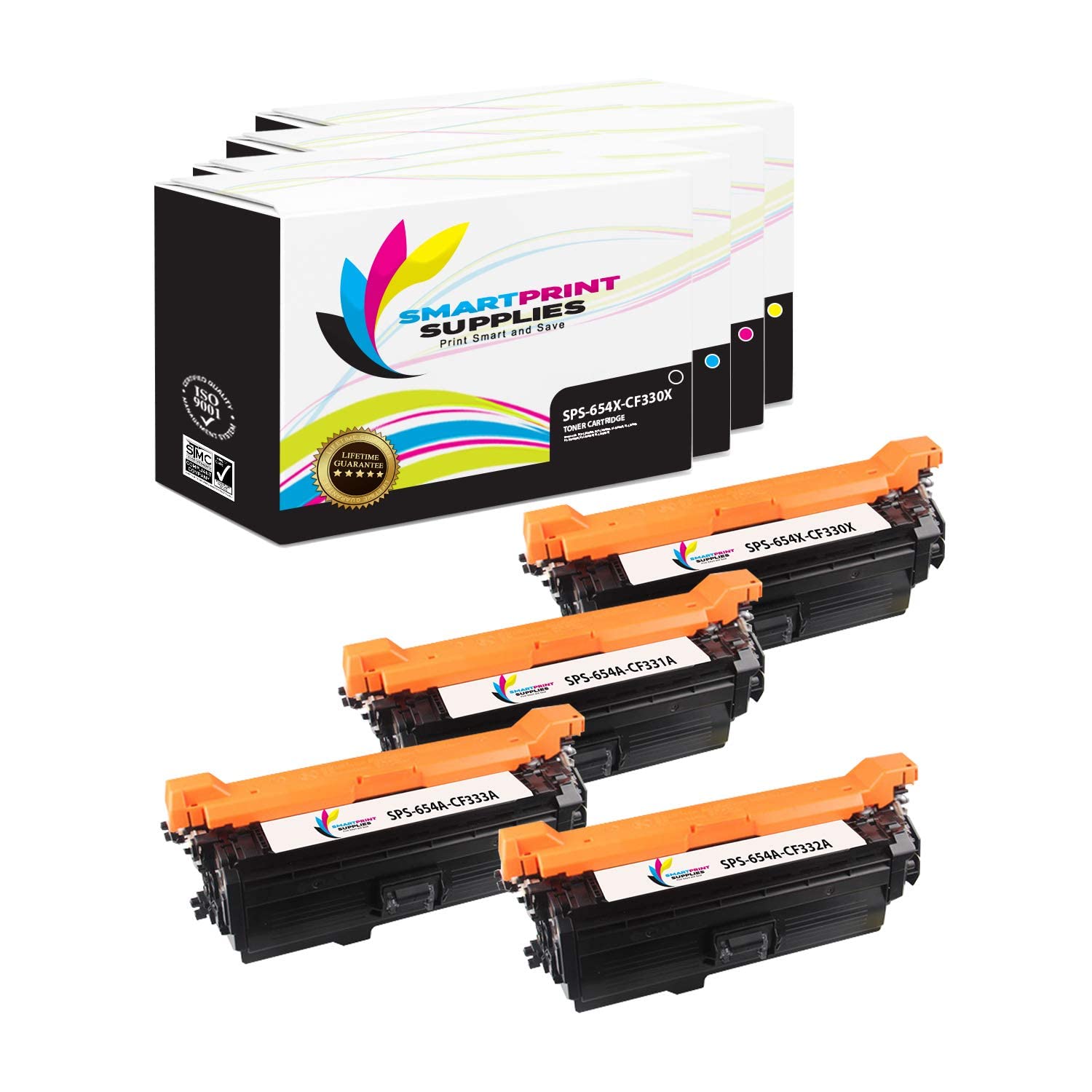 HP 654A Compatible Toner Cartridge Replacement (CF330X Black, CF331A Cyan, CF333A Magenta, CF332A Yellow) - 4 Pack for HP LaserJet M651 Printers - High Yield Printing for Office & Home Use