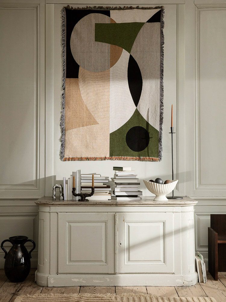 FERM LIVING Entire Wall Tapestry & Throw Blanket - Boho Chic Home Decor for Bedroom, Living Room & Dorm