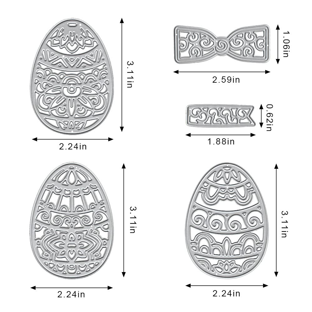 Easter Egg Frame Cutting Dies for Card Making - Hollow Lace Egg Bowknot Die Cuts, Holiday Egg Stencils & Embossing Templates - DIY Scrapbooking, Craft Photo Album Decorations (Perfect for Easter Cards, Spring Crafts & Home Decor)