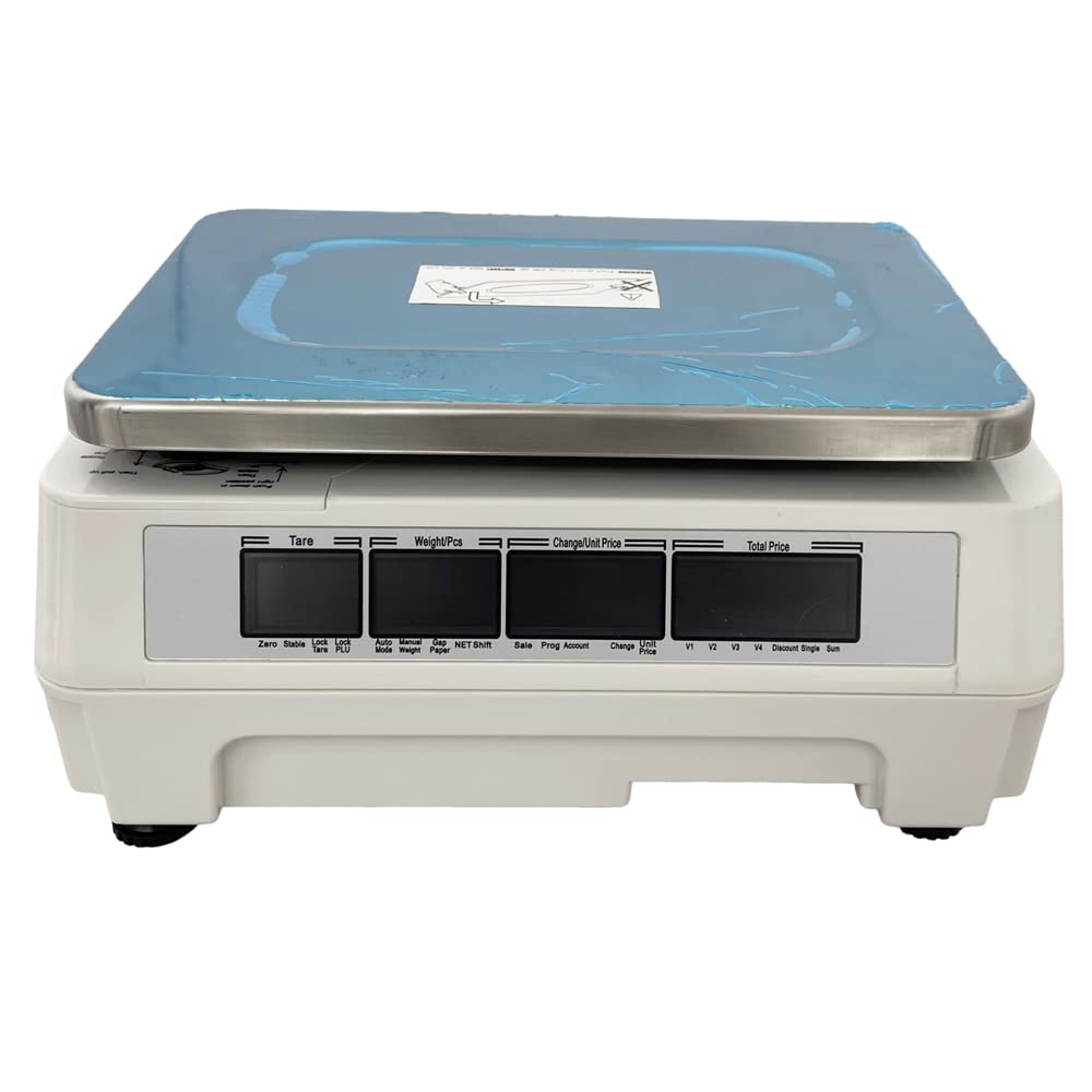TECHTONGDA 30kg/66lb Digital Price Computing Scale with Thermal Printer - 110V Commercial Retail Scale, 5-Window Display, No Pole Design & 400 Thermal Labels - Perfect for Supermarkets, Retail Stores, and Warehouse Inventory Management