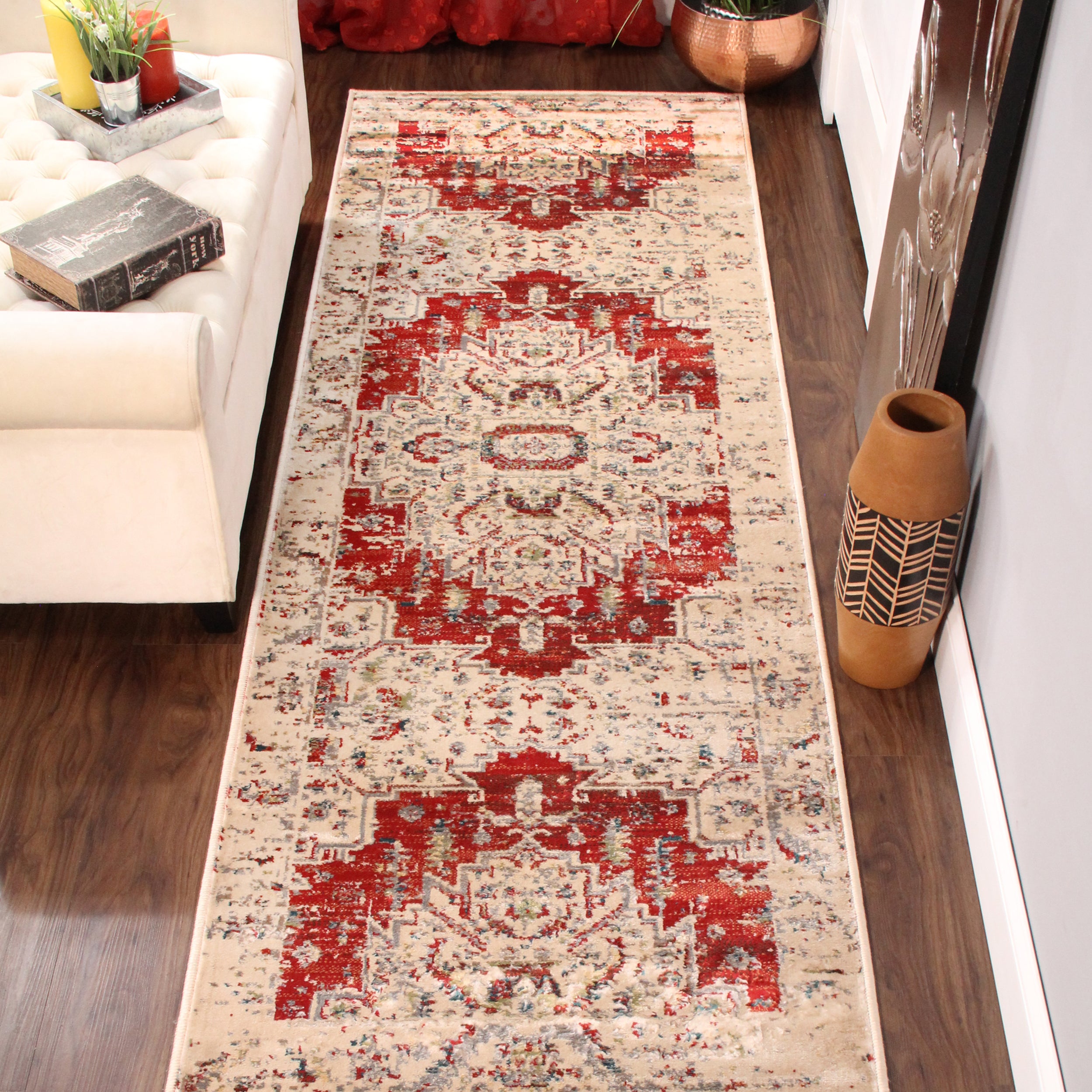 Marquis Modern Farmhouse Medallion Indoor Area Rug - Non-Slip Living Room Carpet for Home Decor, Bedroom & Office | Soft & Durable Floor Mat
