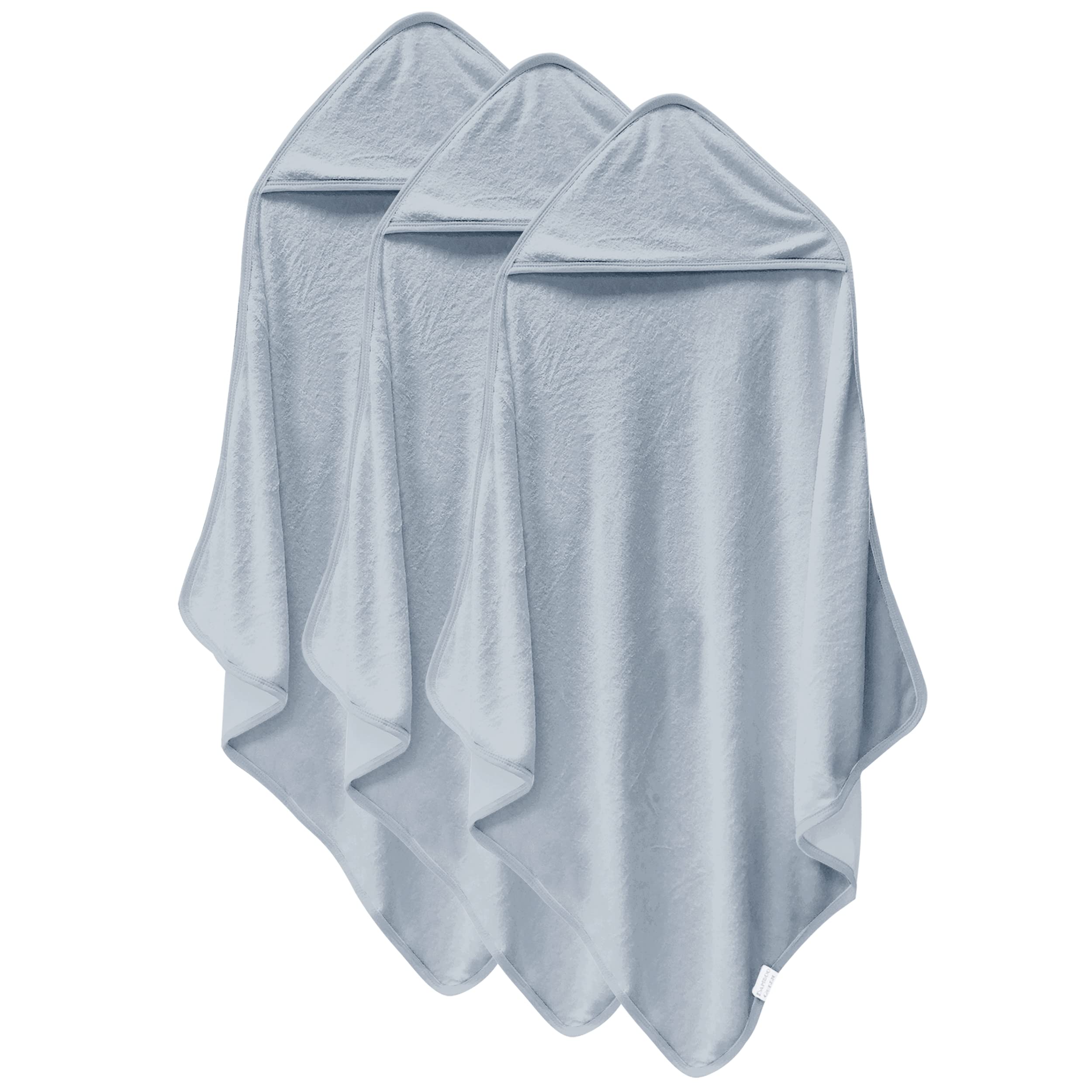 **3 Pack Baby Hooded Towels - Ultra Soft Bamboo Rayon Bath Towels for Newborns, Infants & Toddlers - Unisex Baby Boy & Girl Essentials - Highly Absorbent & Gentle for Sensitive Skin - Perfect for Bath Time, Swimming & Spa Days (Grey)**