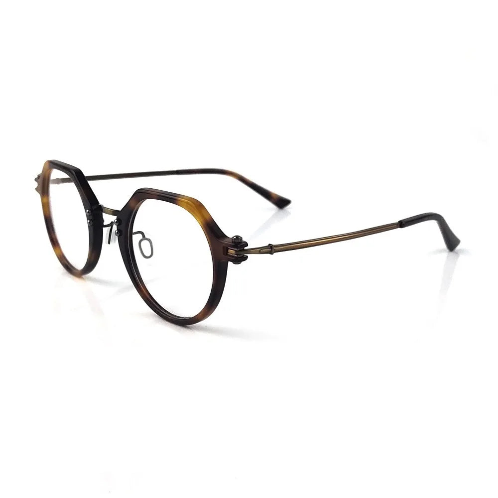 Unisex Full Rim Flat Top Round Titanium Acetate Eyeglasses 5882 - Lightweight Durable Frame for Work, Reading & Fashion | Aimee Eyewear