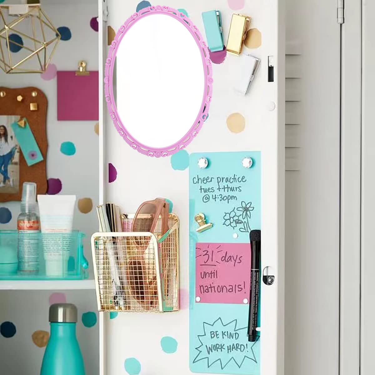 ARTLYMERS Magnetic Locker Mirror with Real Glass - Small Magnetic Mirror for School Lockers, Bathroom, Refrigerator & Home Decor (Black) - Perfect for Makeup, Grooming & Quick Checks