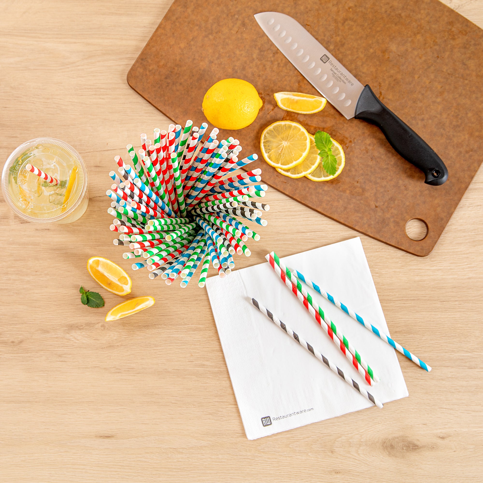 Basic Nature Assorted Paper Bendable Straws - Unwrapped, Biodegradable, 6mm x 7 3/4 Inch, 1000 Count Box - Eco-Friendly Drinking Straws for Parties, Restaurants & Home Use