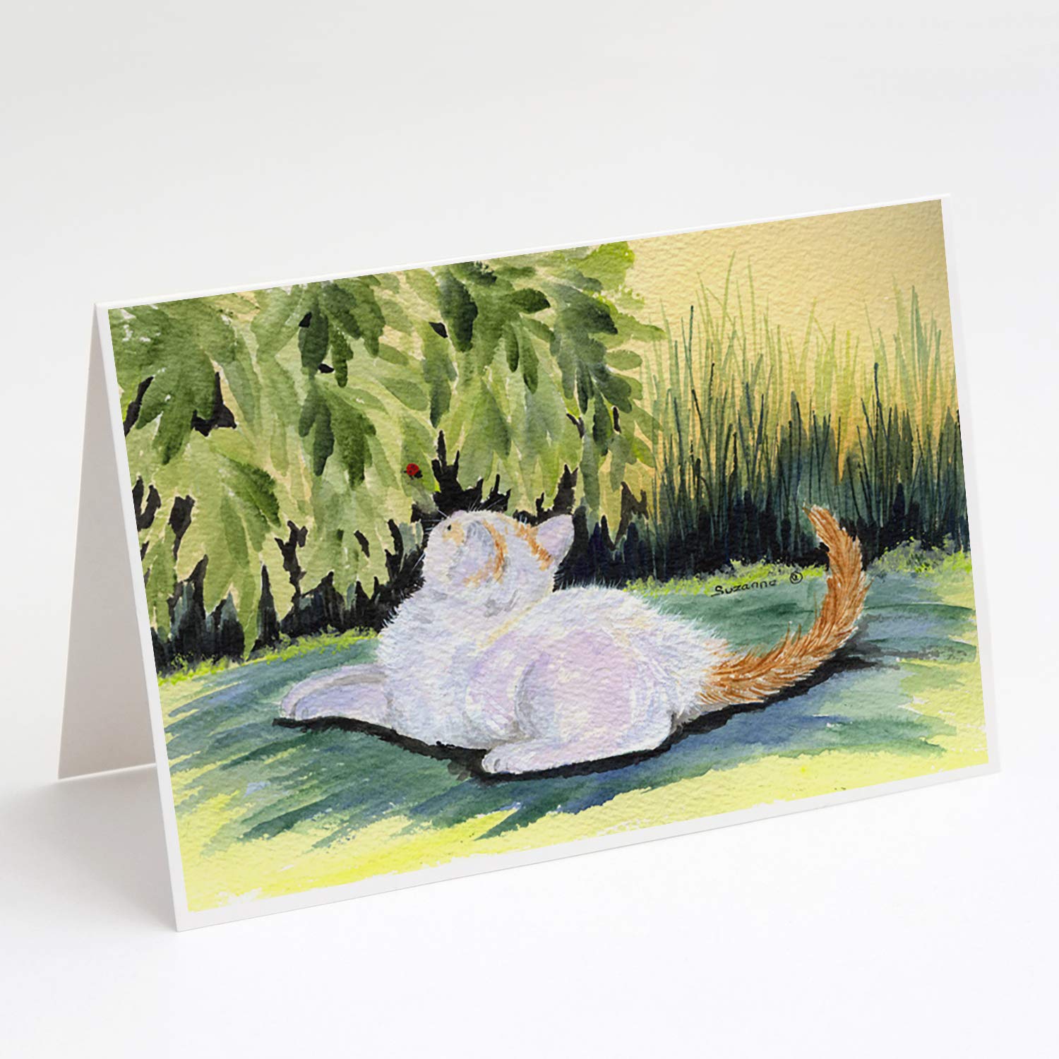 Whimsical Cat Greeting Cards - Pack of 8 Blank A7 (5x7) Note Cards with Envelopes | Perfect for Birthdays, Thank You Notes & Cat Lover Gifts | Caroline's Treasures SS8273GCA7P