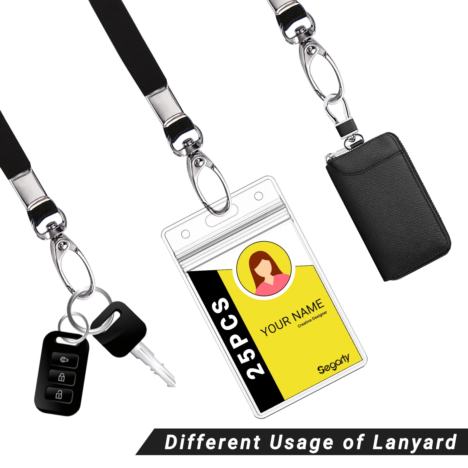 Segarty 25 Pack ID Lanyards with Clear Badge Holders - for Office, School & Business Use