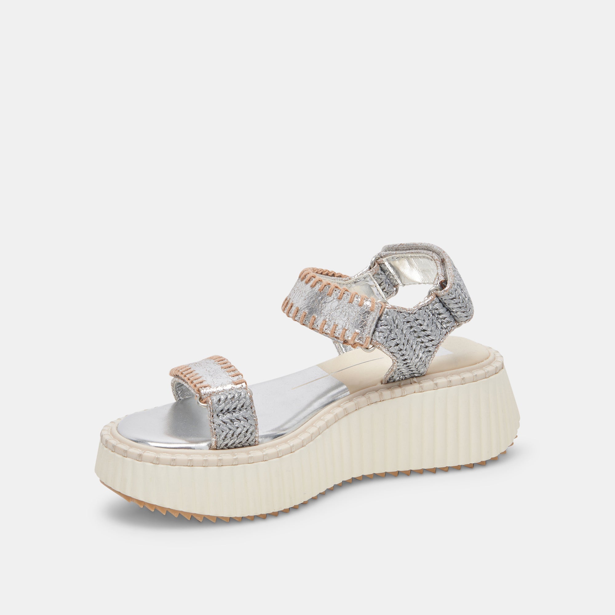 DEBRA Women's Sandals - Silver Distressed Leather Comfortable Slide Sandals for Casual Wear, Beach, and Summer Outfits