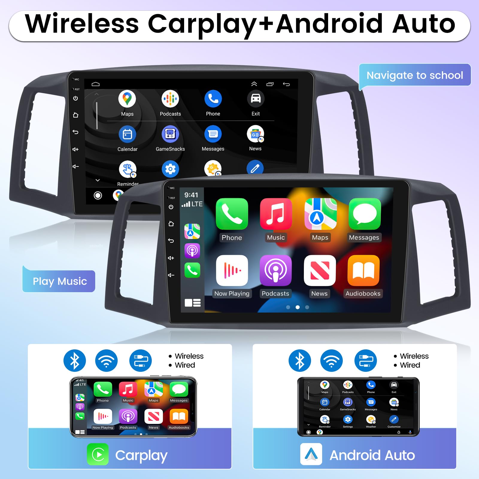 8-Core 4+64GB Android Car Stereo for Jeep Grand Cherokee 2004-2007 - 10.1 Inch IPS Touchscreen (1280x720) - Wireless CarPlay & Android Auto - DSP 32EQ / WiFi/GPS + AHD Backup Camera - Upgrade Your Ride with Smart Navigation & Entertainment