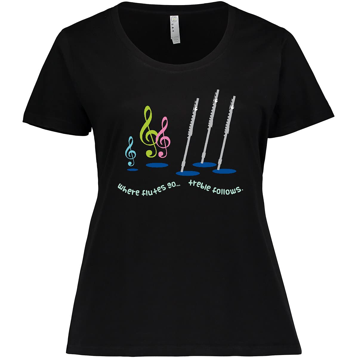 Inktastic Flute Player Gift (Treble) Women's Plus Size T-Shirt - Comfortable & Stylish Music Lover Tee for Casual Wear, Concerts & Band Performances