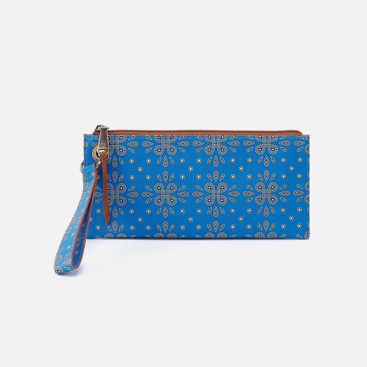 Vida Wristlet Handbag in Coated Canvas - Blue Journey Bandana Print Crossbody Purse for Women | Perfect for Travel, Shopping & Everyday Use