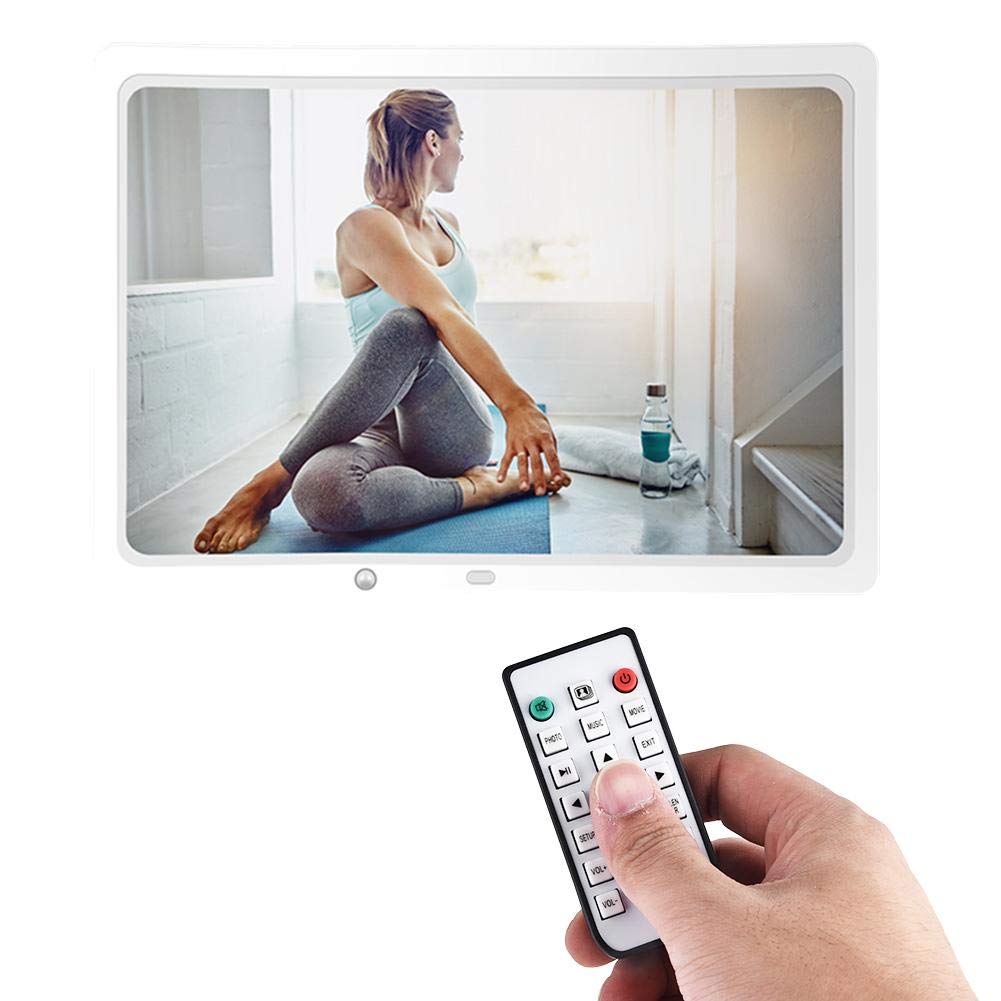 15.4 Inch Digital Photo Frame HD - Smart Motion Sensor Electric Picture Frame with Remote Control, 1280x800 Resolution, 100-240VAC 50/60Hz, 32GB SD Card Included (White) - Perfect for Home Decor, Living Room, Bedroom & Office Display