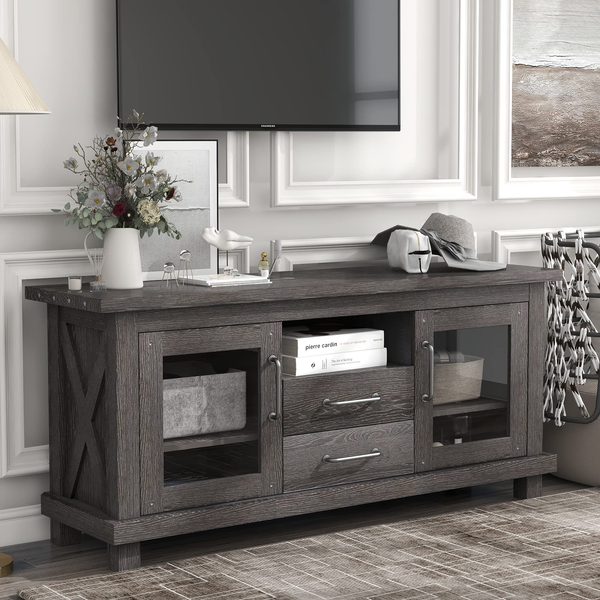 XD Designs Retro Industrial TV Stand for TVs up to 64 Inches - 58