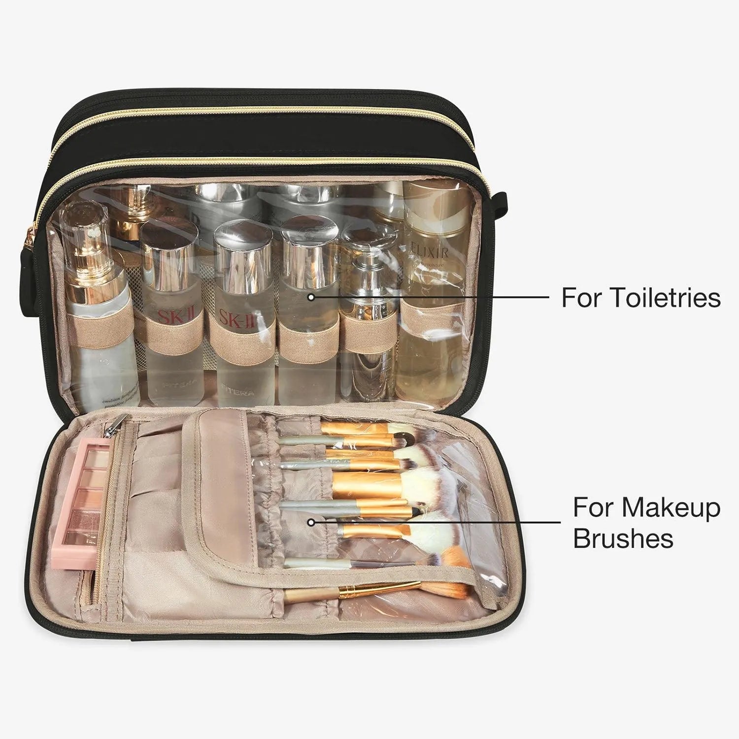 Waterproof Travel Makeup Organizer Bag - Portable Cosmetic Case for Women, Perfect for Airplane Carry-on & Vacation Essentials Storage