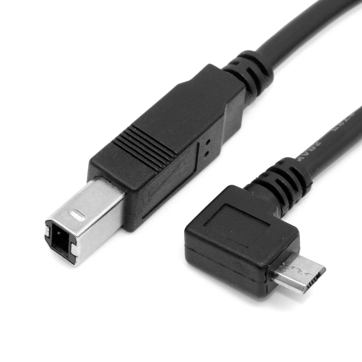 JSER 30cm Right Angle 90 Degree Micro USB OTG to USB Type B Cable for Printer Scanner Hard Drive - Perfect for Office Equipment & Data Transfer