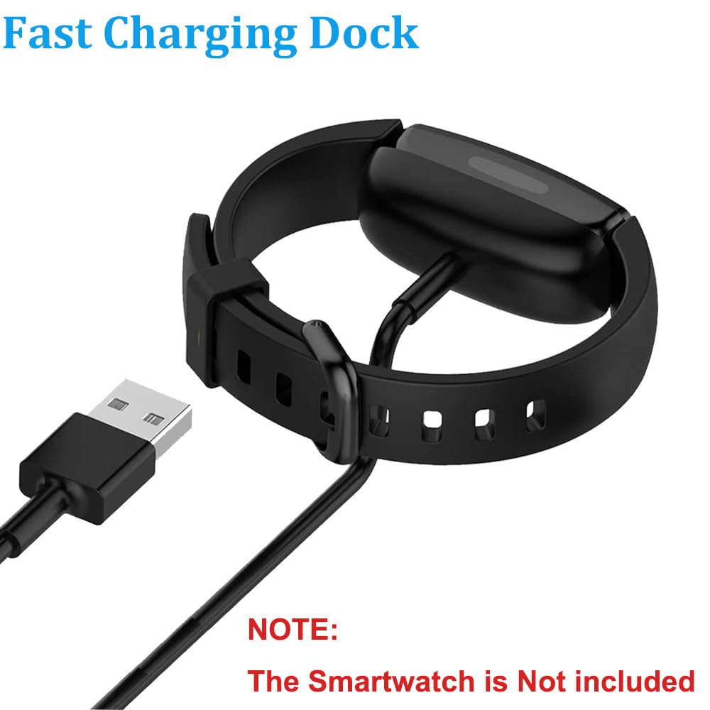 Fitbit Inspire 2 & Ace 3 Charger - Replacement USB Charging Cable Dock (3.3ft/100cm, 2-Pack) for Fitness Trackers | Perfect for Home, Office & Travel Use