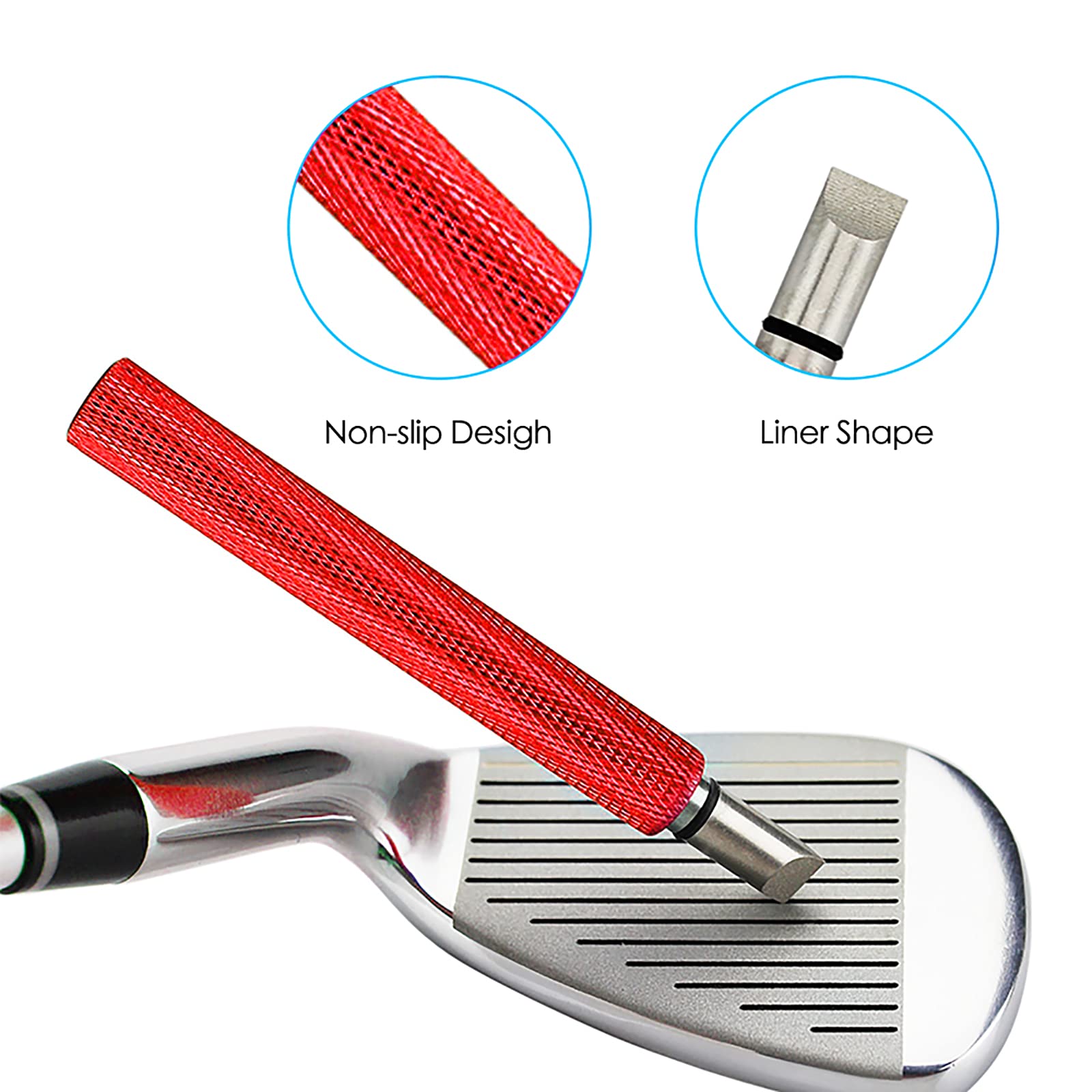 VIPMOON Golf Club Groove Sharpener Tool - Retractable Golf Brush & Cleaner with Aluminum Carabiner for Wedge & Irons (U/V Grooves) | Durable Golf Accessories for Men | Perfect for Course Maintenance & Pre-Game Preparation