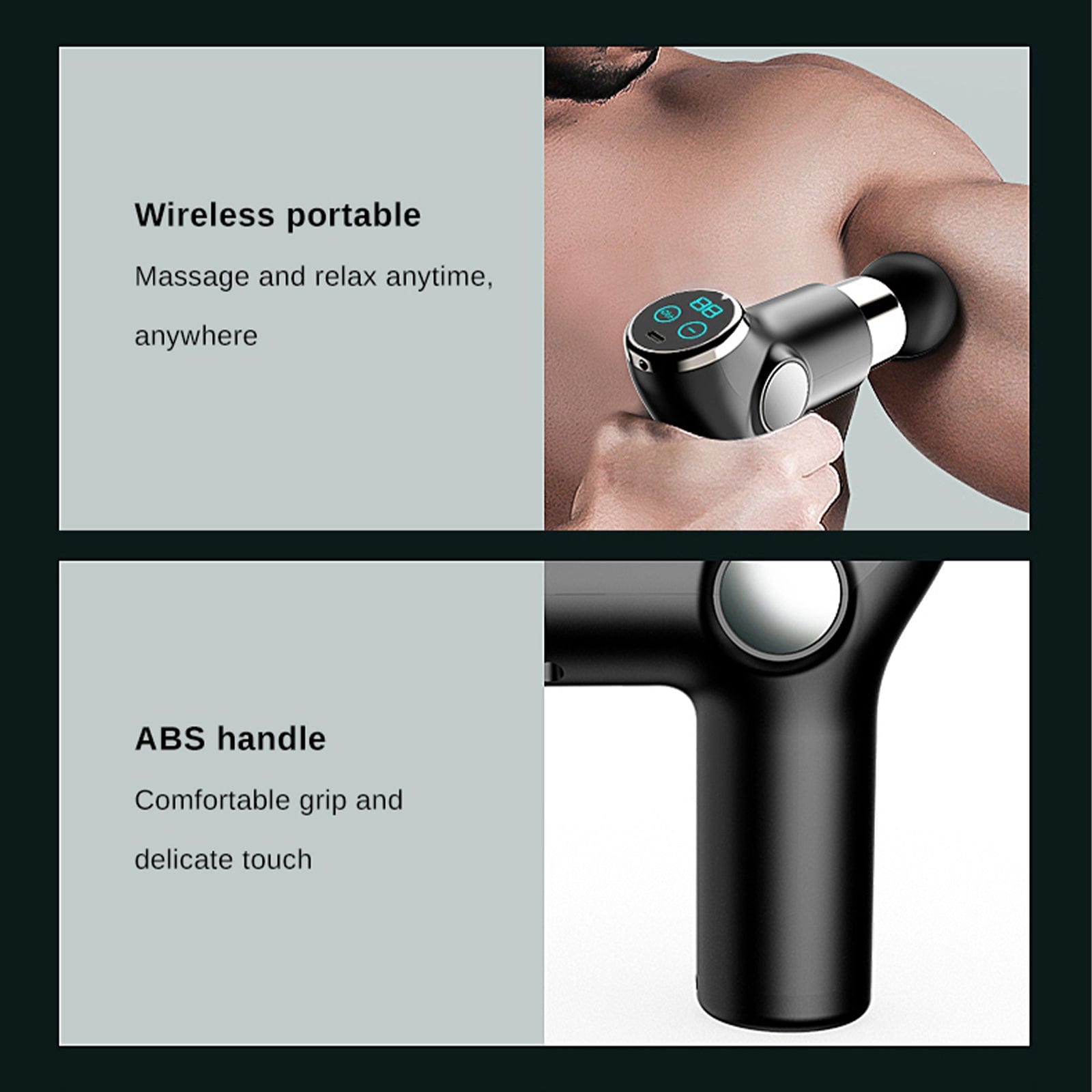 FitSmart LCD Display Mini Vibration Therapy Massage Device - Portable Pain Relief for Neck, Back & Shoulders - Black - Perfect for Home, Office & Travel Use