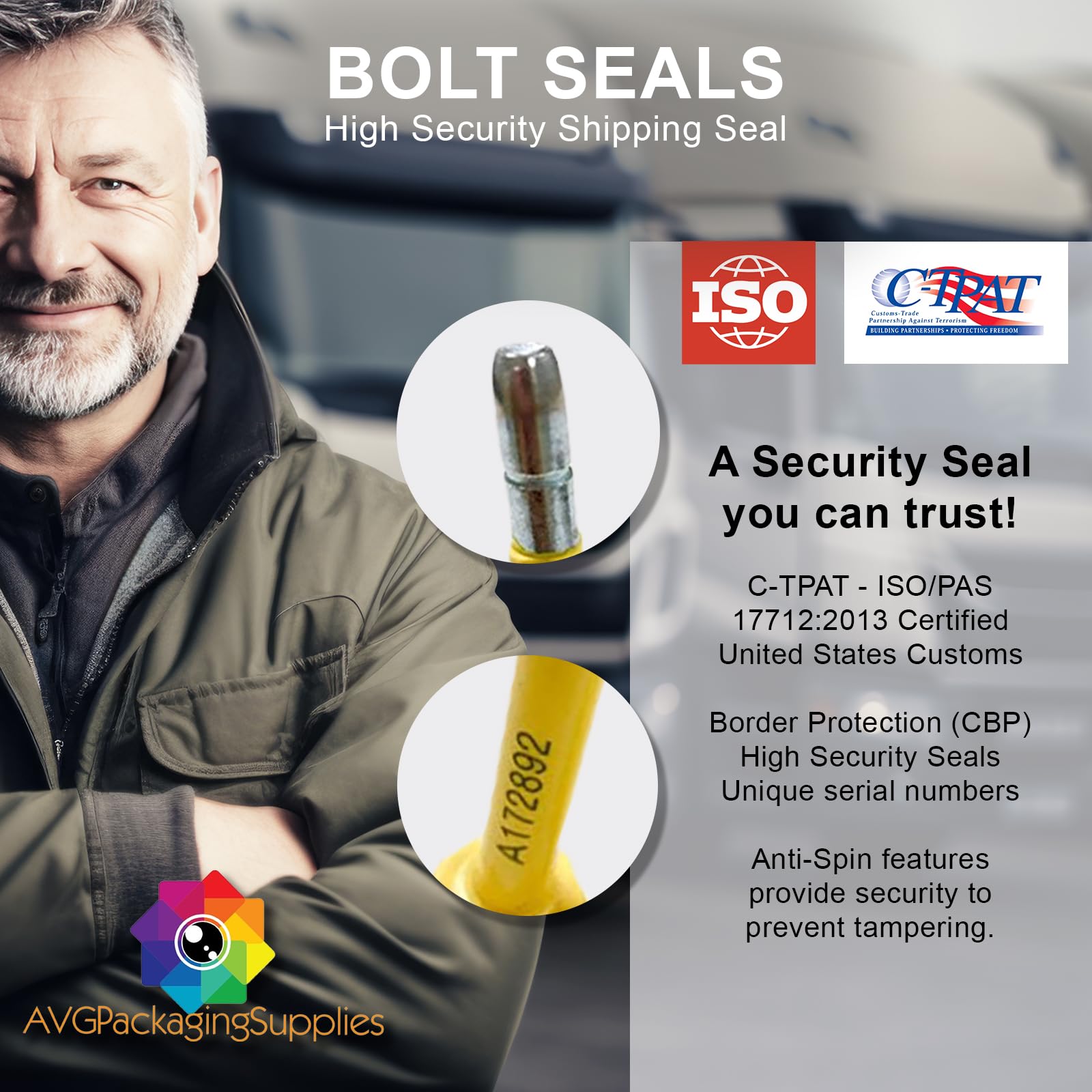 Bolt Seals 250-Pack - High Security Shipping Seals with Progressive Numbering for Trucks, Trailers & Cargo Containers - Tamper Proof, ISO & C-TPAT Certified - Ideal for Logistics, Transportation & Warehouse Security