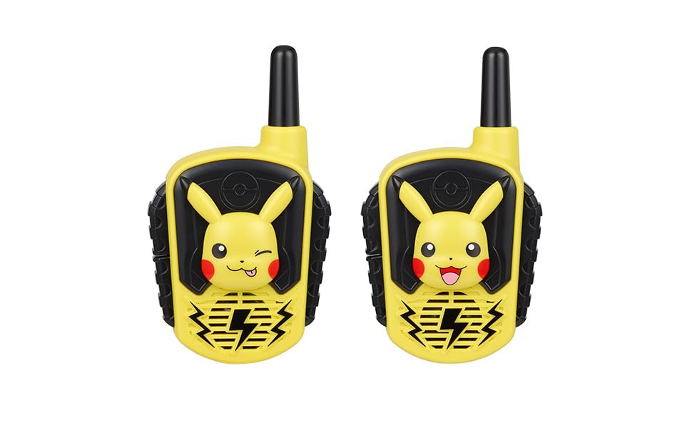 eKids Pokemon Walkie Talkies for Kids - 2 Pack Wireless Walkie Talkie Toys with 22 Channels, LCD Screen & Belt Clip - Perfect for Indoor Outdoor Play, Birthday Gifts for Pokemon Fans (Ages 5-12) - Great for Backyard Adventures, Camping & Sibling Games