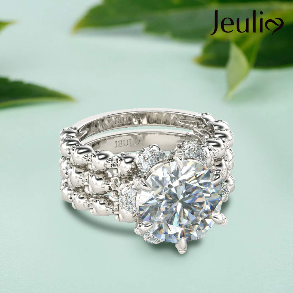8.4 Carat Cubic Zirconia Wedding Ring Set - 925 Sterling Silver Round Cut Solitaire Engagement Rings for Women - Interchangeable Bridal Rings Set with Jewelry Gift Box - Perfect for Anniversary, Promise, Proposal & Special Occasions
