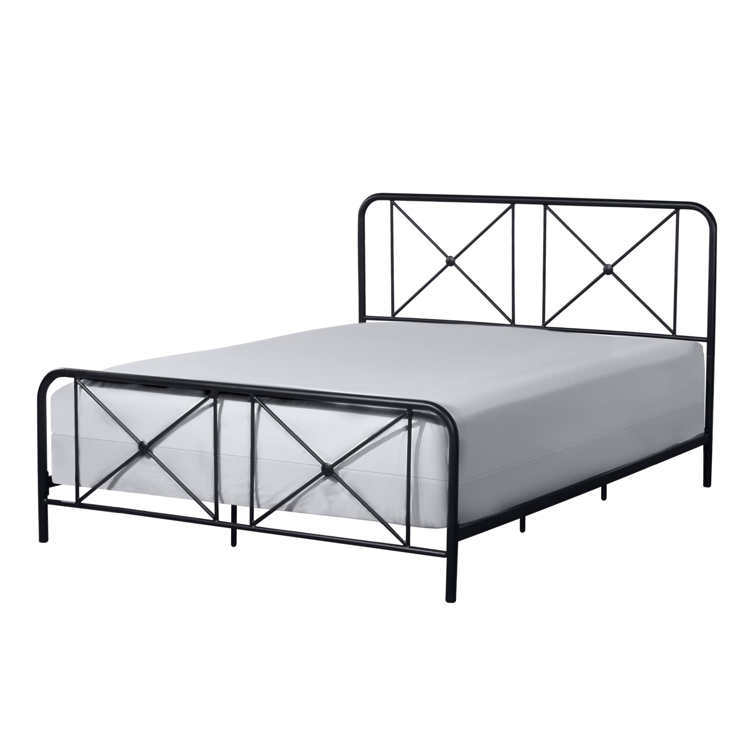 Full Size Metal Bed Frame with Double X Design - Sturdy Platform Bed in Black for Modern Bedroom | Hillsdale Furniture | Perfect for Guest Rooms, Dorms & Apartments