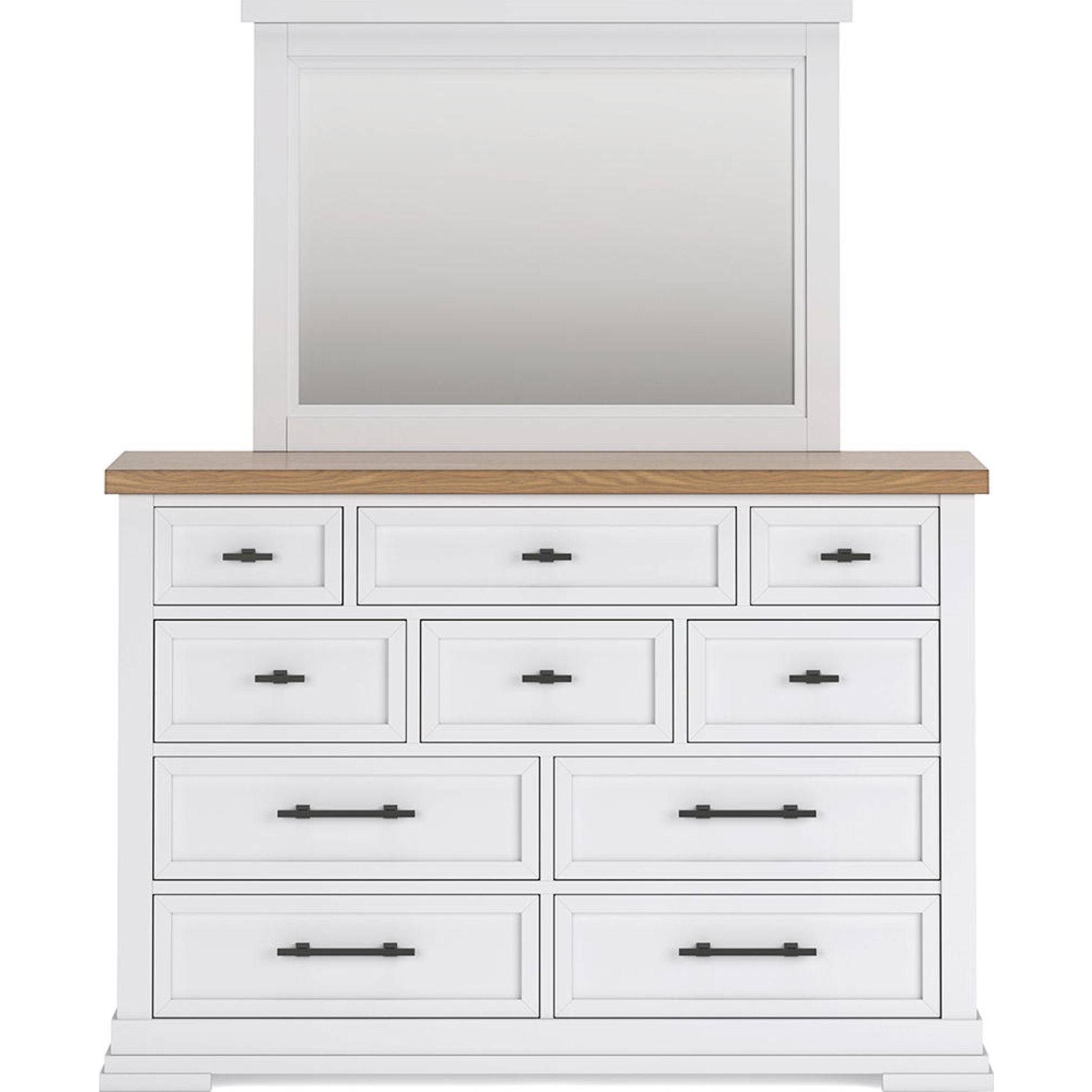 Ashbryn White and Natural Dresser with Mirror - Modern Bedroom Furniture for Home Organization & Storage