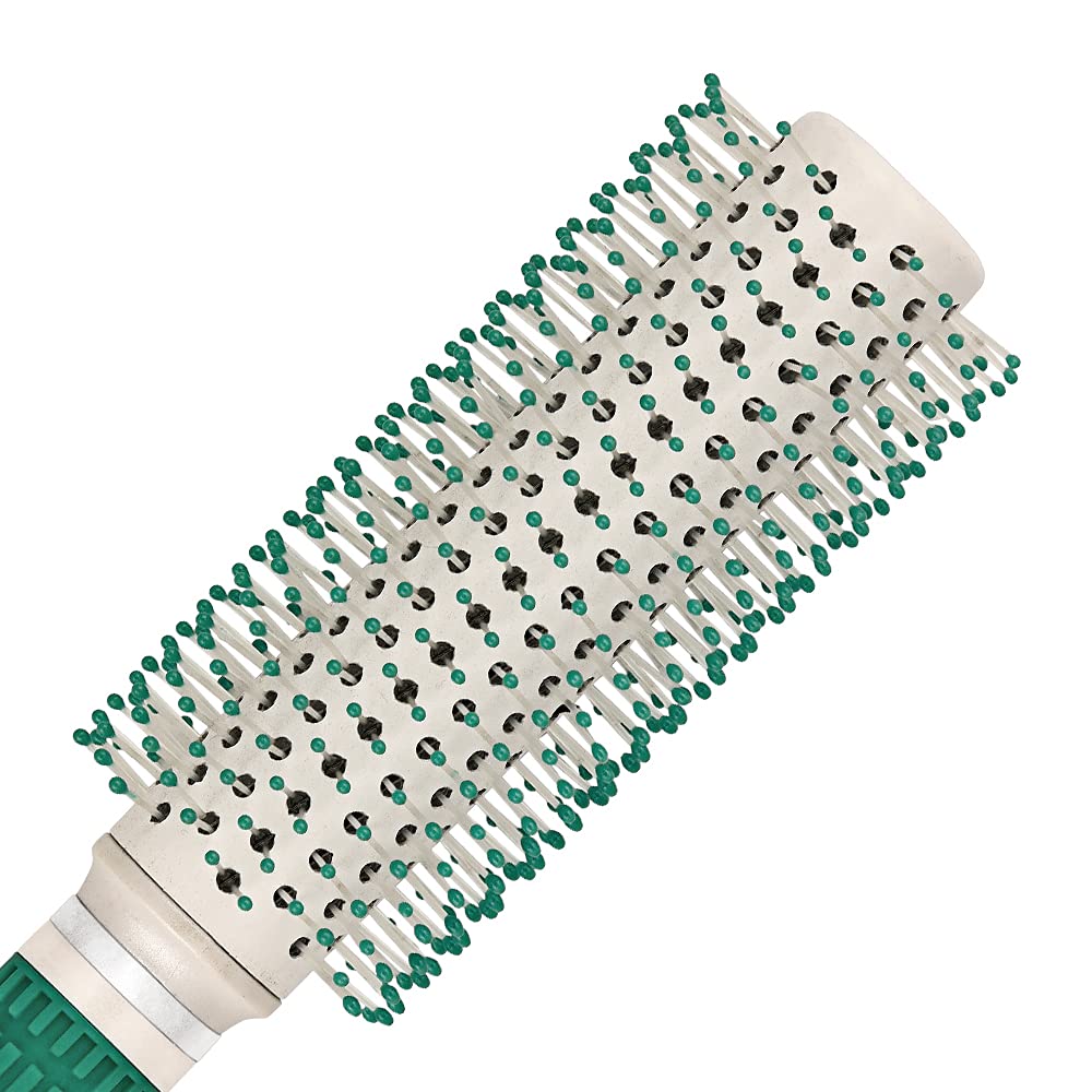 Kai Professional Radial Hair Brush for Women - Detangling & Styling Hair Brush with Soft Bristles (White & Green) - Perfect for Home, Salon & Travel Use